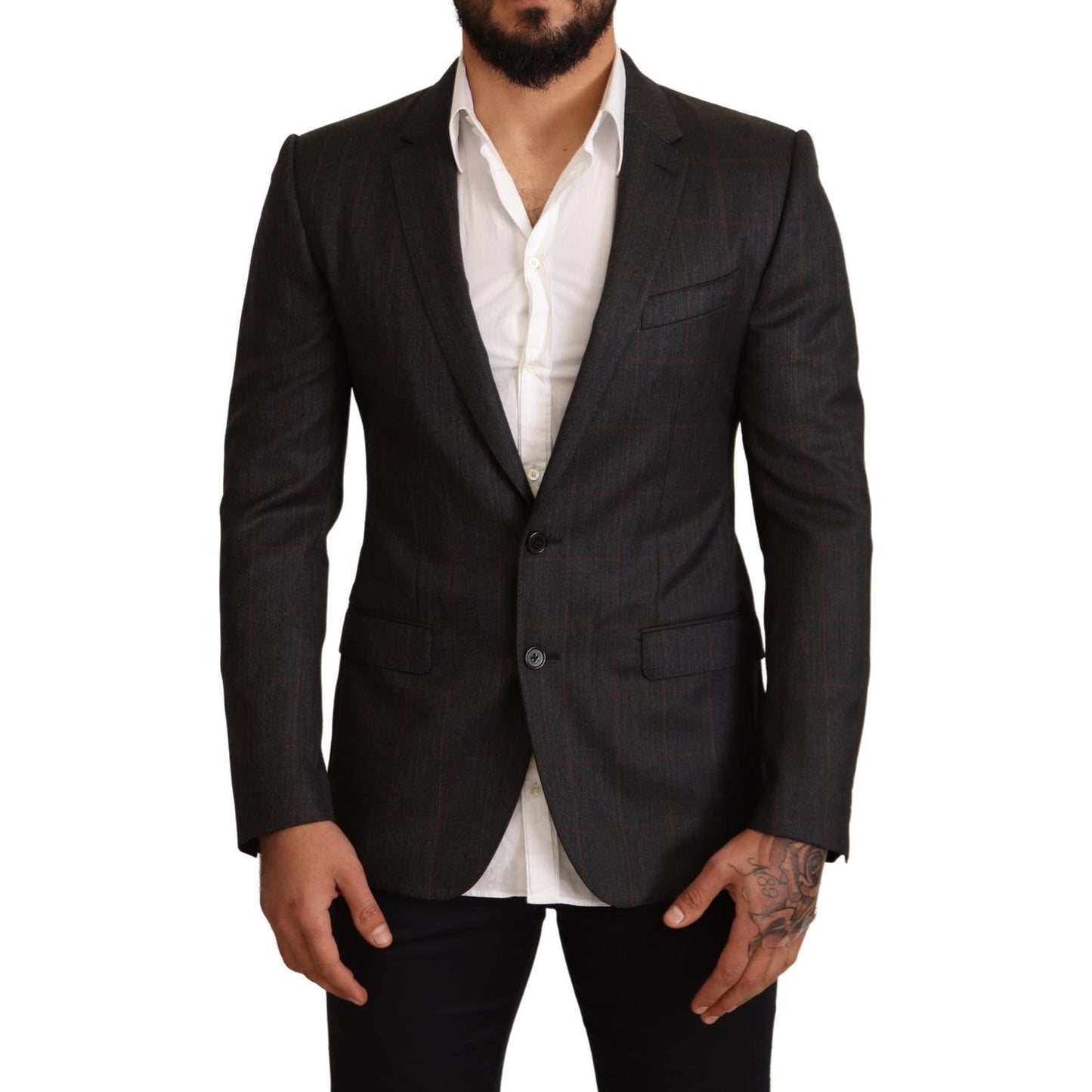 Dolce & Gabbana Elegant Gray Check Martini Blazer Dolce & Gabbana Black