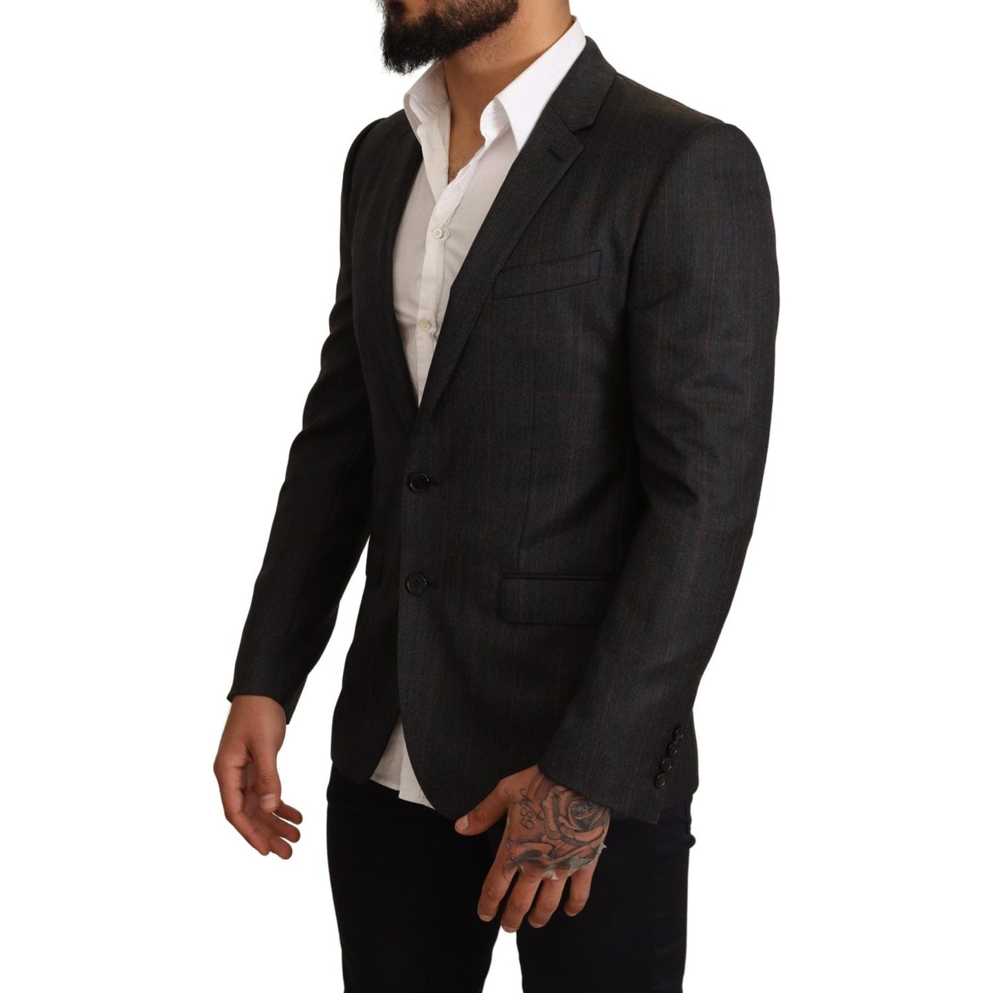 Dolce & Gabbana Elegant Gray Check Martini Blazer Dolce & Gabbana Black