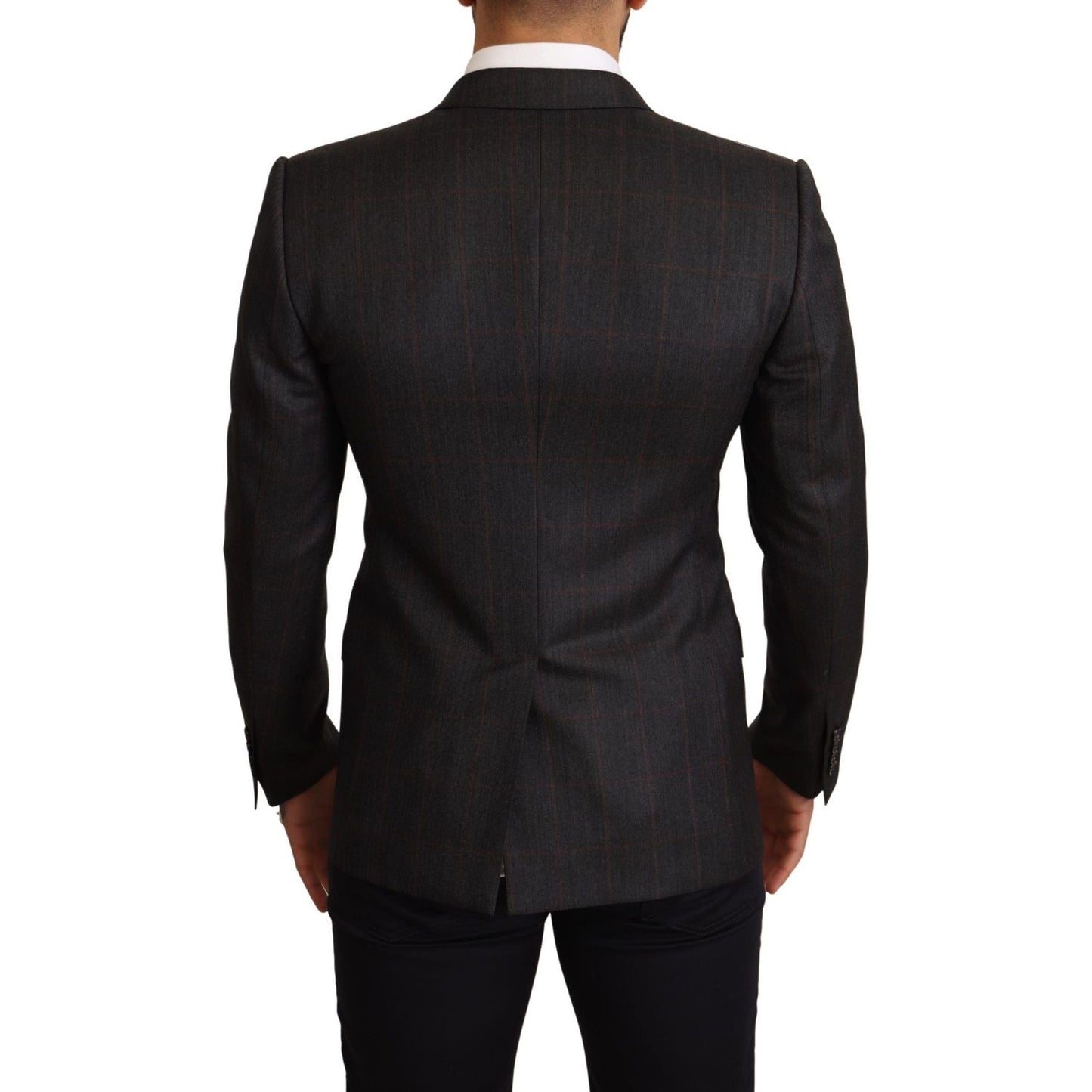 Dolce & Gabbana Elegant Gray Check Martini Blazer Dolce & Gabbana Black