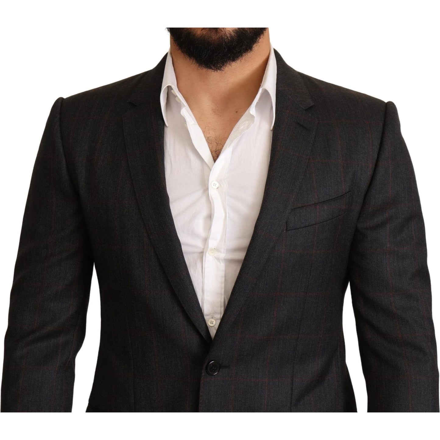 Dolce & Gabbana Elegant Gray Check Martini Blazer Dolce & Gabbana Black