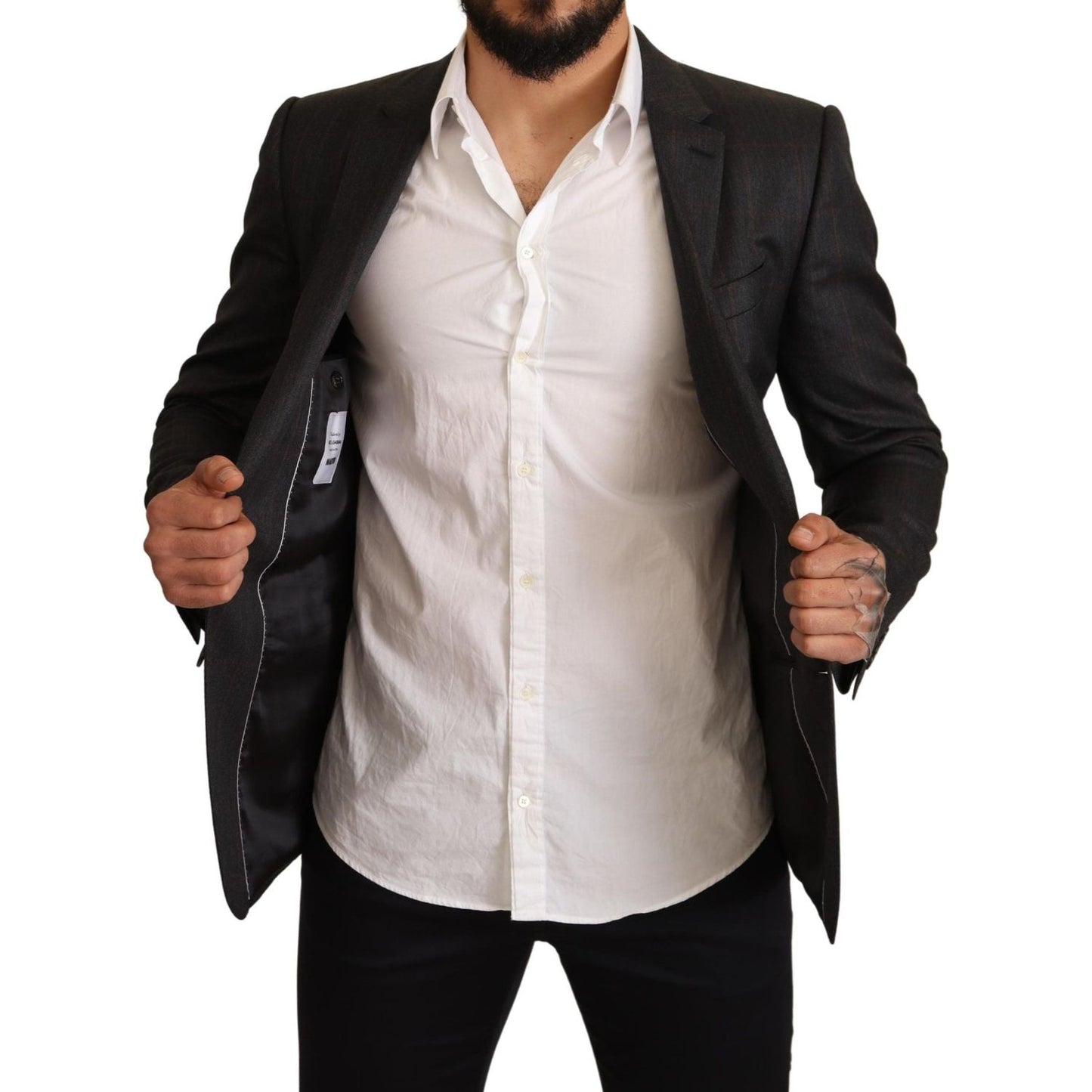 Dolce & Gabbana Elegant Gray Check Martini Blazer Dolce & Gabbana Dark Slate Gray