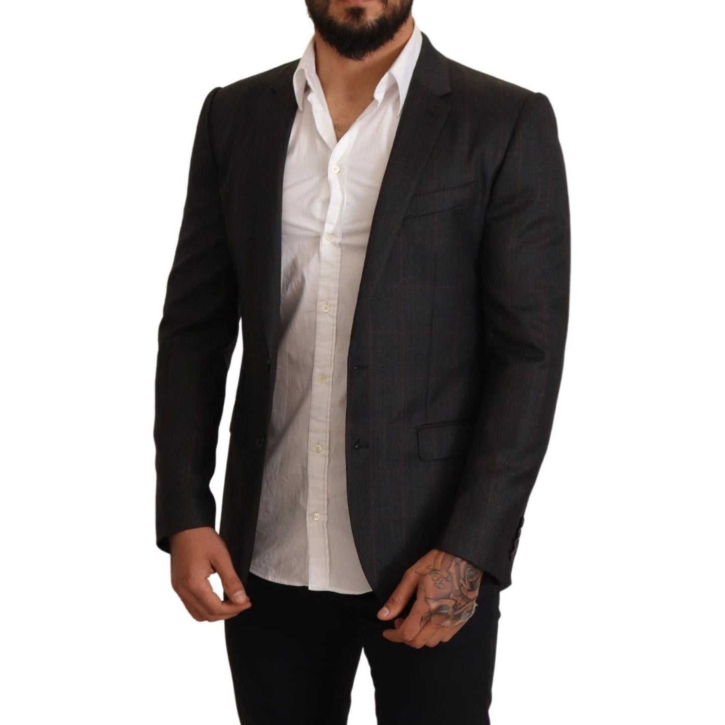 Dolce & Gabbana Elegant Gray Check Martini Blazer Dolce & Gabbana Dark Gray