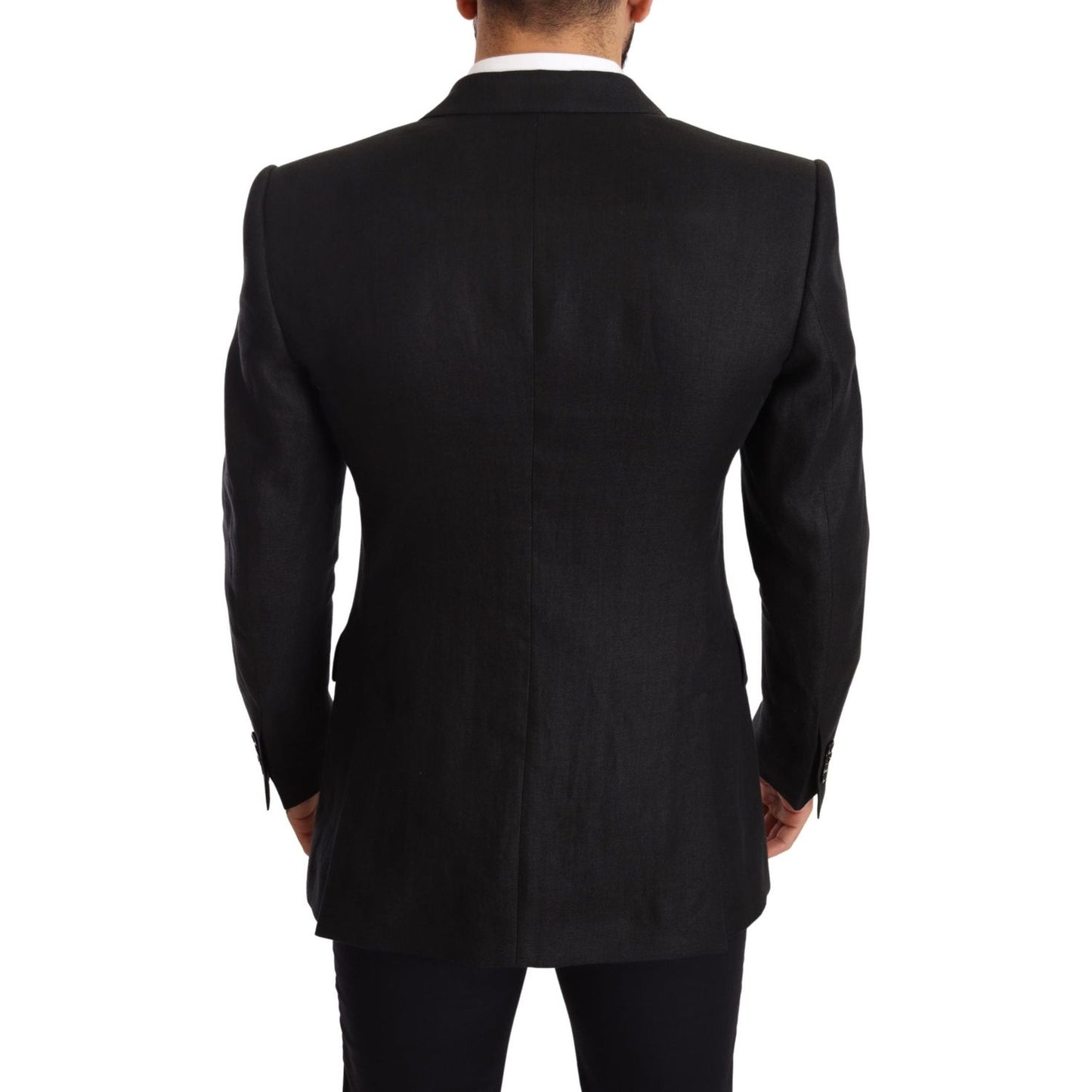 Dolce & Gabbana Elegant Slim Fit Black Linen Blazer Dolce & Gabbana Black