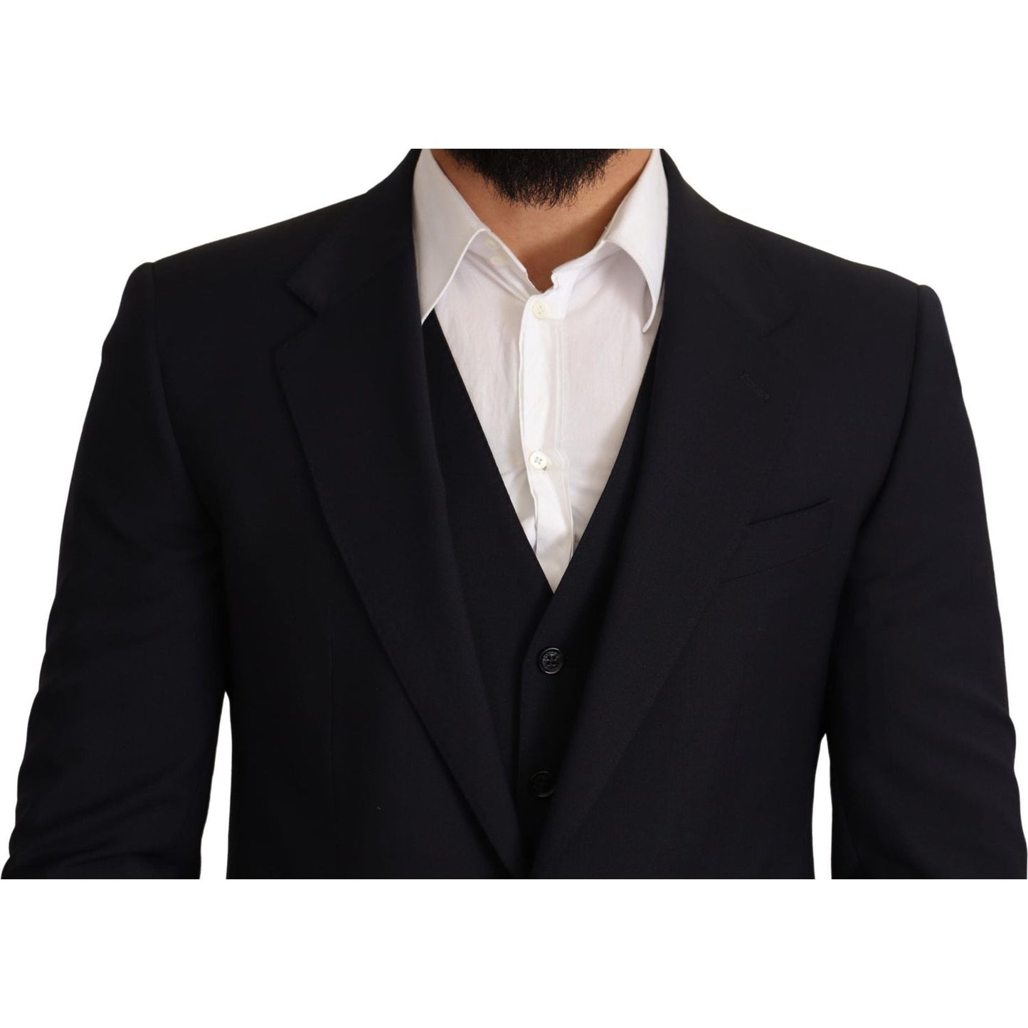 Dolce & Gabbana Elegant Dark Blue Wool Blend Martini Suit Dolce & Gabbana Black