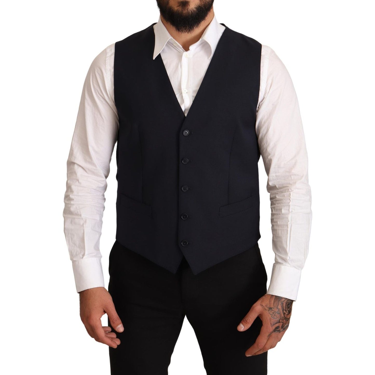 Dolce & Gabbana Elegant Dark Blue Wool Blend Martini Suit Dolce & Gabbana Black