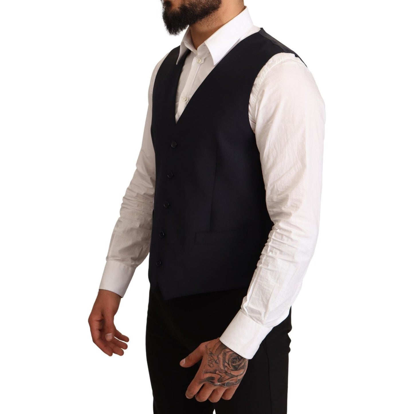 Dolce & Gabbana Elegant Dark Blue Wool Blend Martini Suit Dolce & Gabbana Black