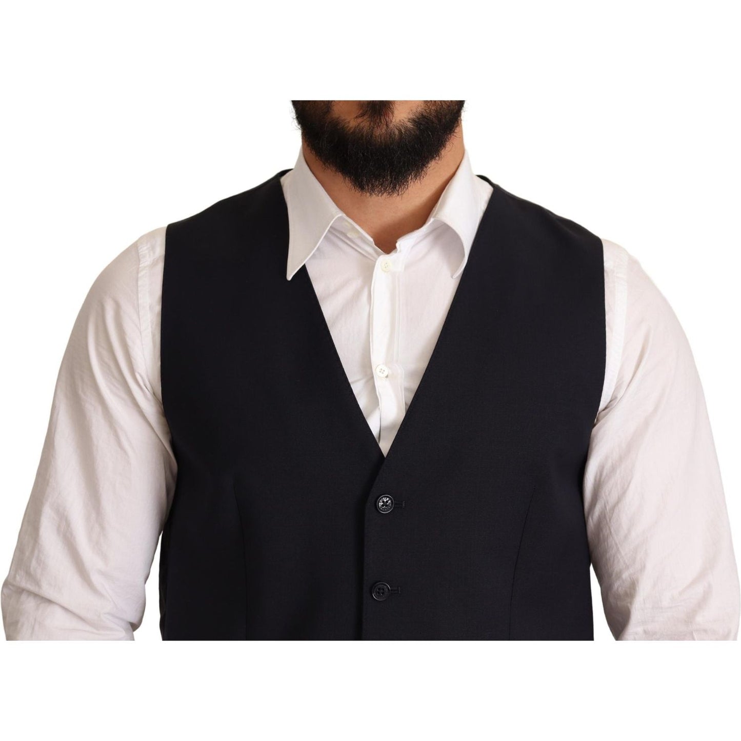 Dolce & Gabbana Elegant Dark Blue Wool Blend Martini Suit Dolce & Gabbana Light Gray