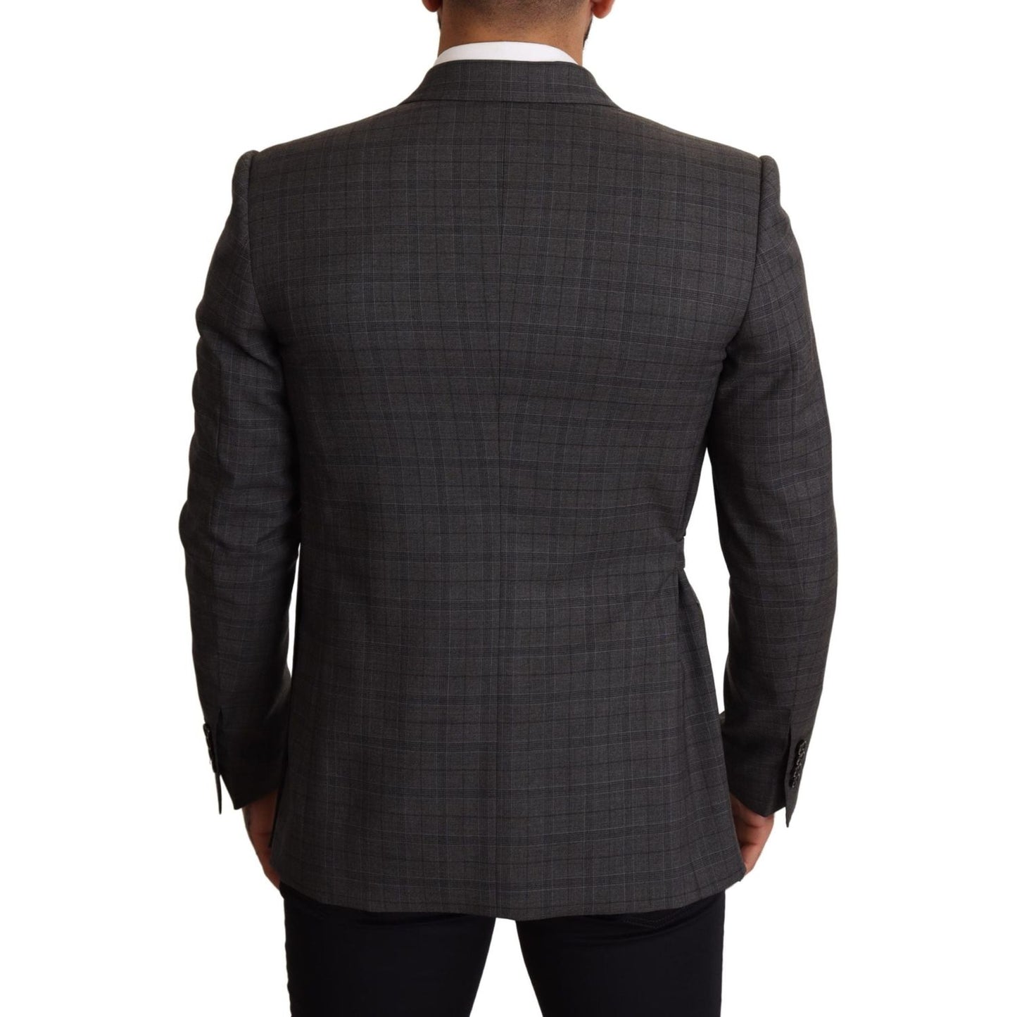 Dolce & Gabbana Chic Gray Check Martini Slim Fit Double-Breasted Blazer Dolce & Gabbana Dark Slate Gray