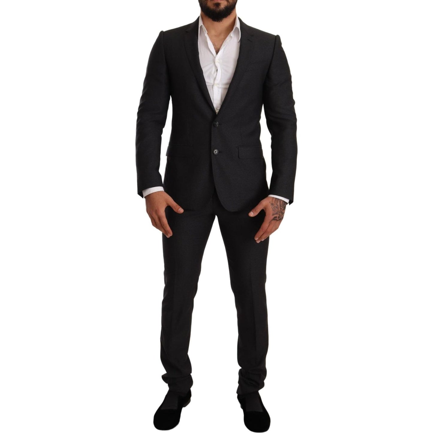 Dolce & Gabbana Elegant Gray Martini Wool Suit Suit Dolce & Gabbana Black