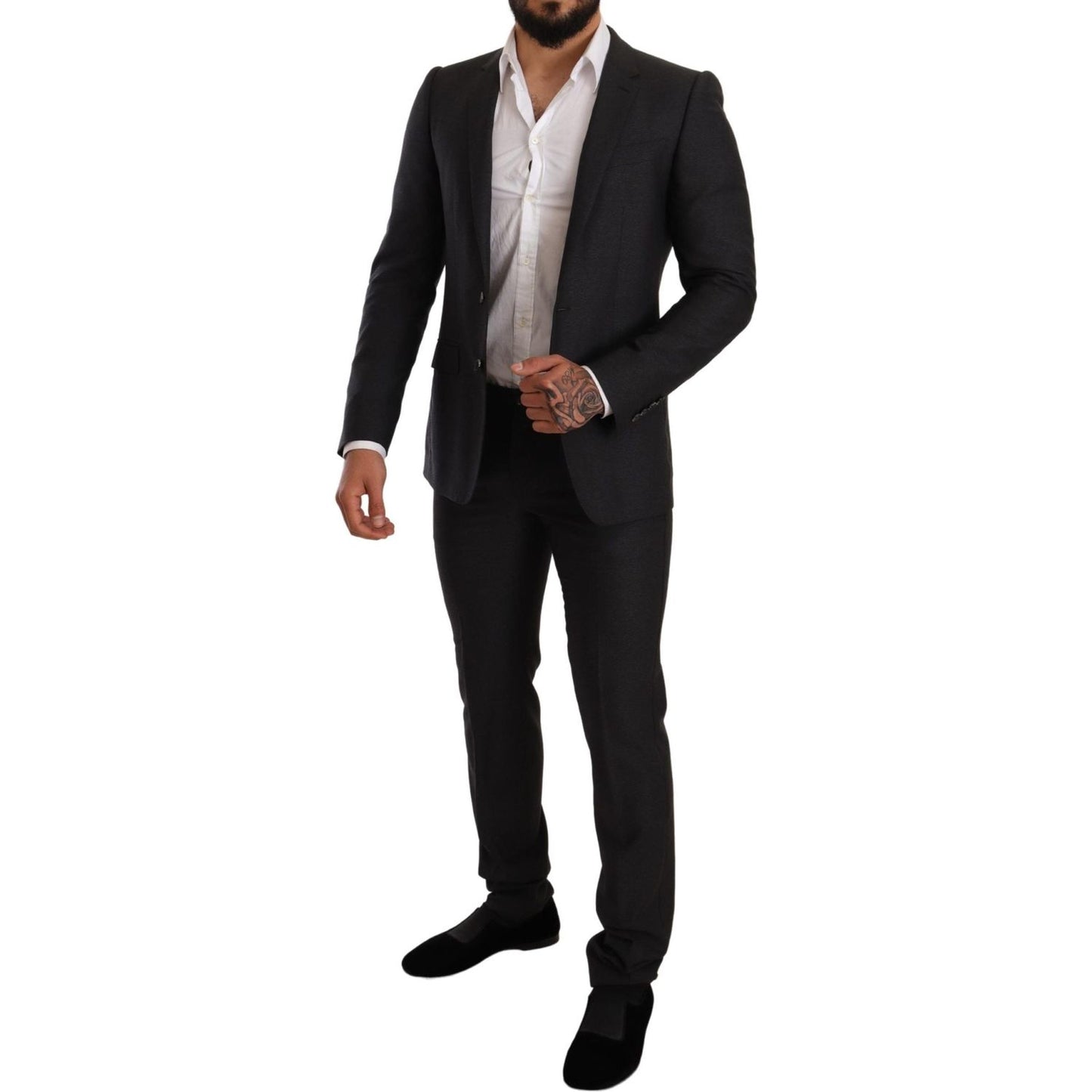 Dolce & Gabbana Elegant Gray Martini Wool Suit Suit Dolce & Gabbana Black