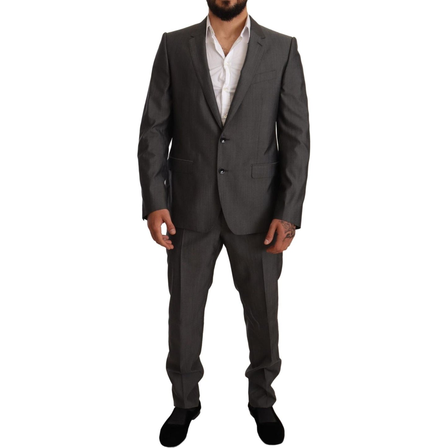Dolce & Gabbana Elegant Martini Slim-Fit Wool Silk Suit Suit Dolce & Gabbana Dark Slate Gray