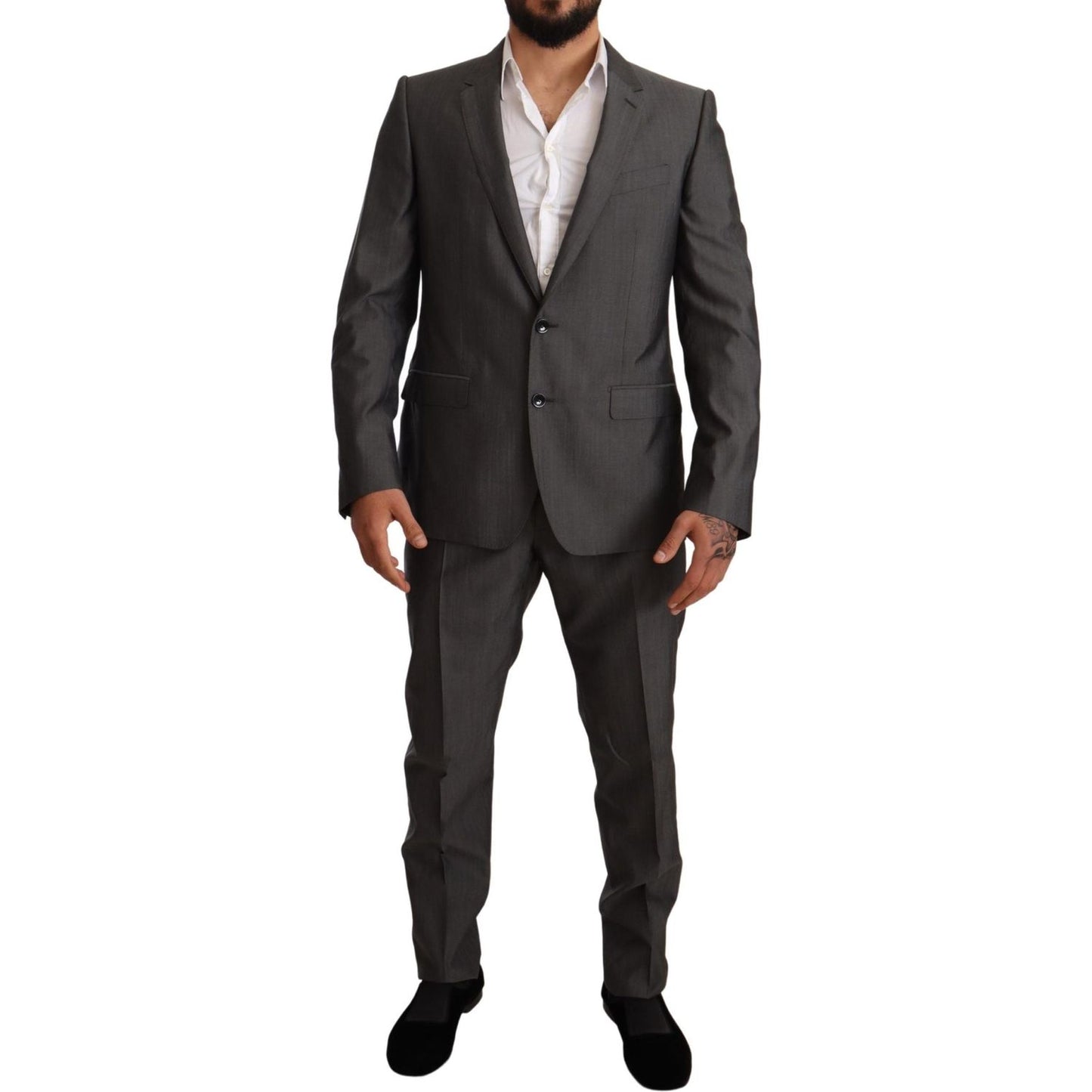 Dolce & Gabbana Elegant Martini Slim-Fit Wool Silk Suit Suit Dolce & Gabbana Dark Slate Gray