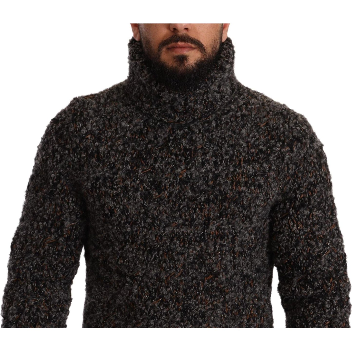 Dolce & Gabbana Elegant Speckled Turtleneck Wool-Blend Sweater Dolce & Gabbana Black