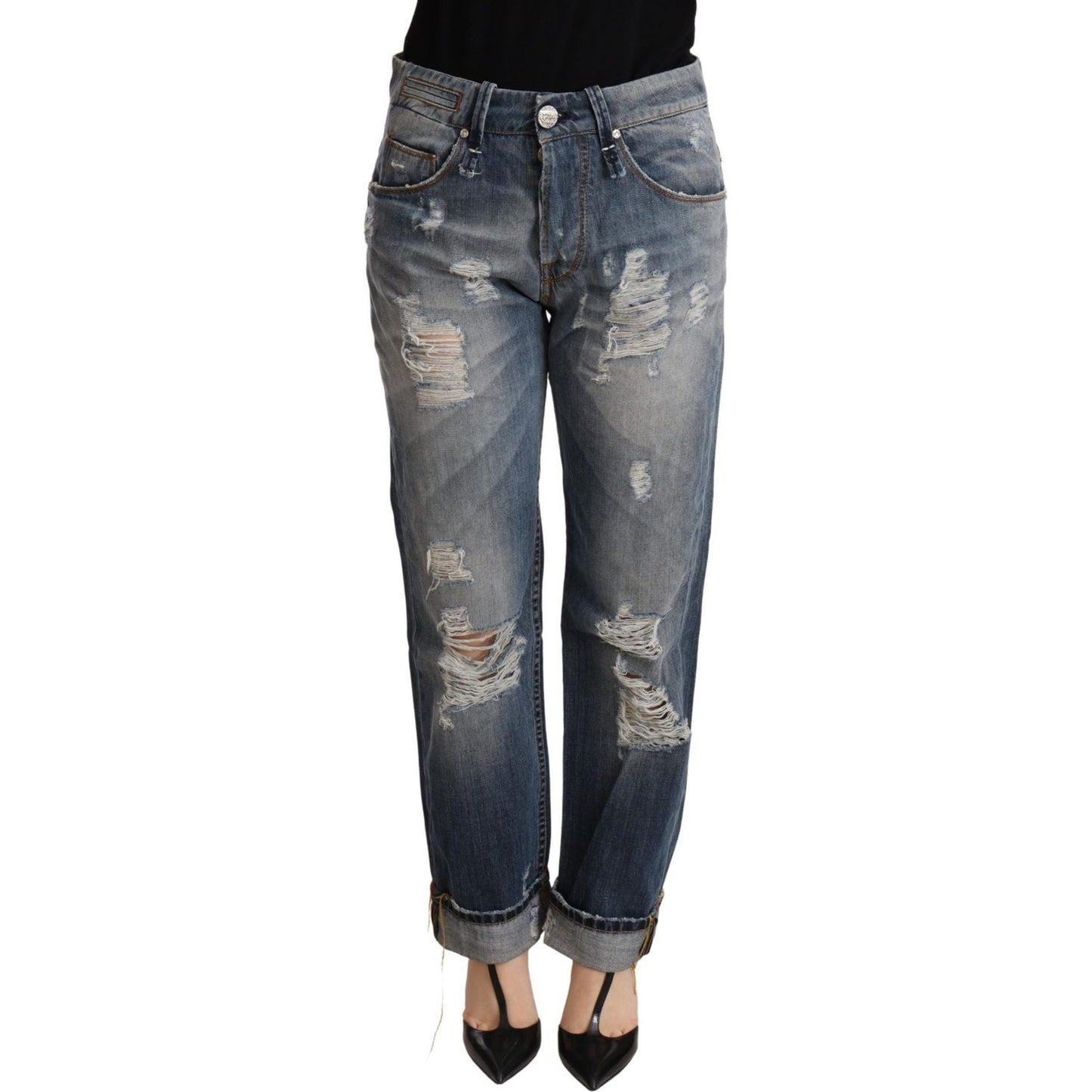 Acht Authentic Mid Waist Baggy Denim Jeans WOMAN TROUSERS Acht Dark Slate Gray