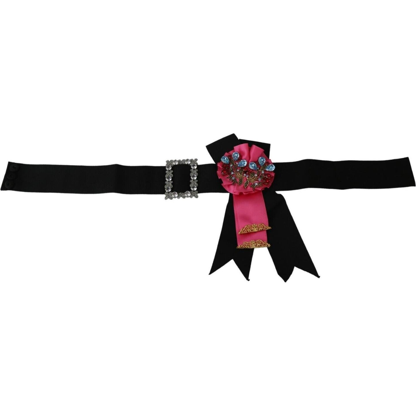 Dolce & Gabbana Elegant Floral Crystal Ribbon Waist Belt WOMAN BELTS Dolce & Gabbana Pale Violet Red