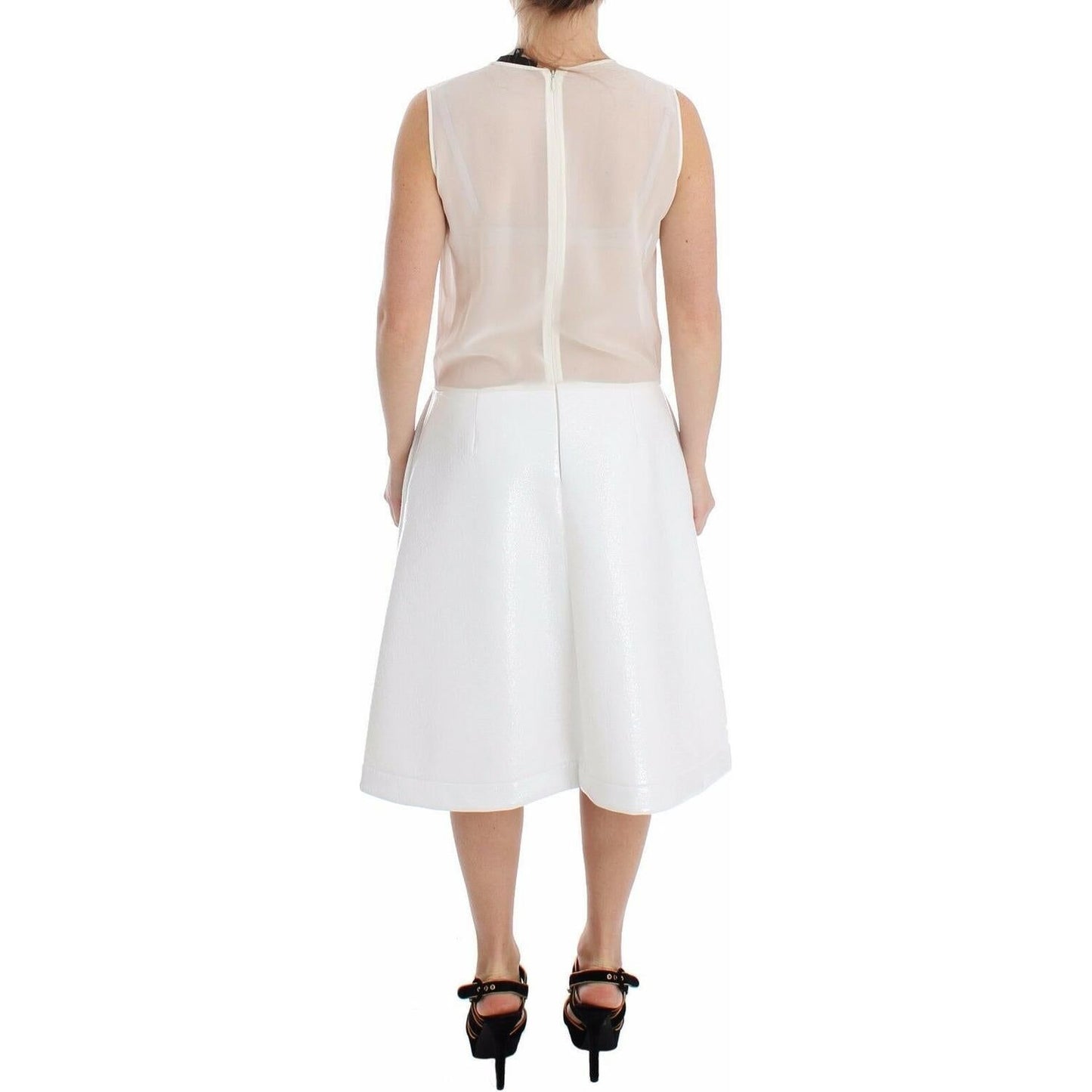 Koonhor Elegant White Silk-Wool Blend Tank Dress WOMAN DRESSES Koonhor Light Gray