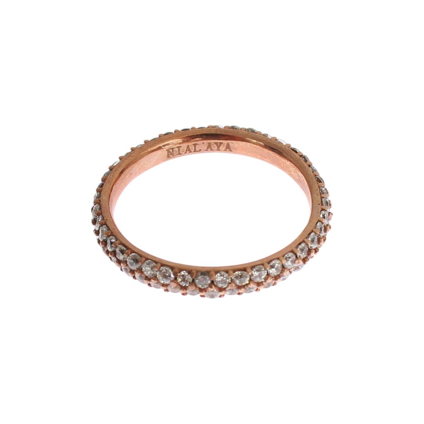 Nialaya Chic Pink Crystal-Encrusted Silver Ring Ring Nialaya Rosy Brown