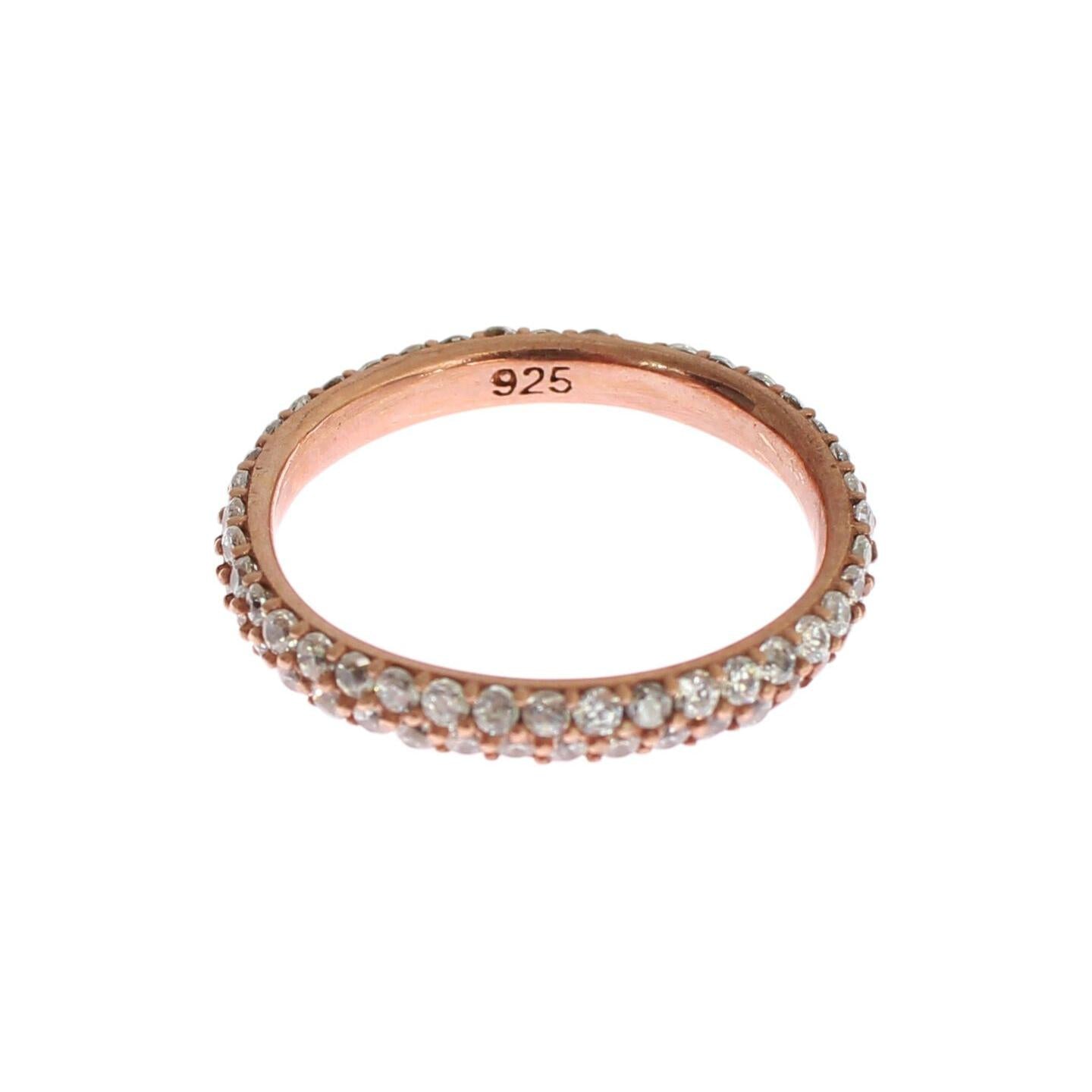 Nialaya Chic Pink Crystal-Encrusted Silver Ring Ring Nialaya Rosy Brown