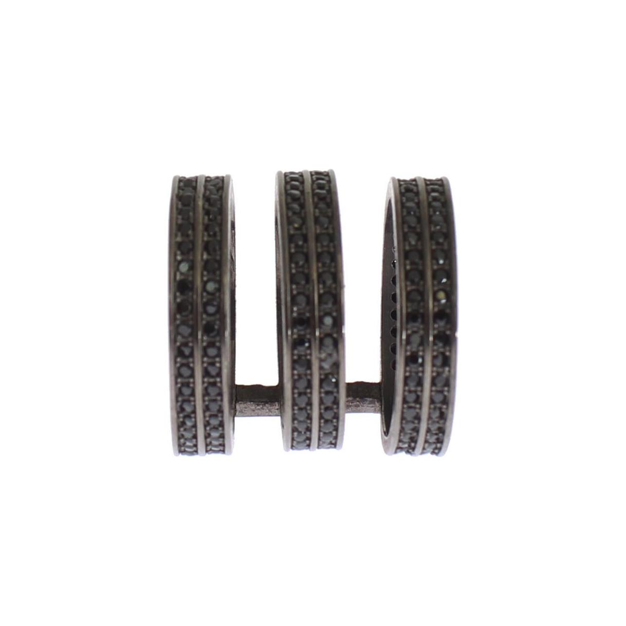 Nialaya Chic Black Crystal Sterling Silver Ring Ring Nialaya Dark Slate Gray