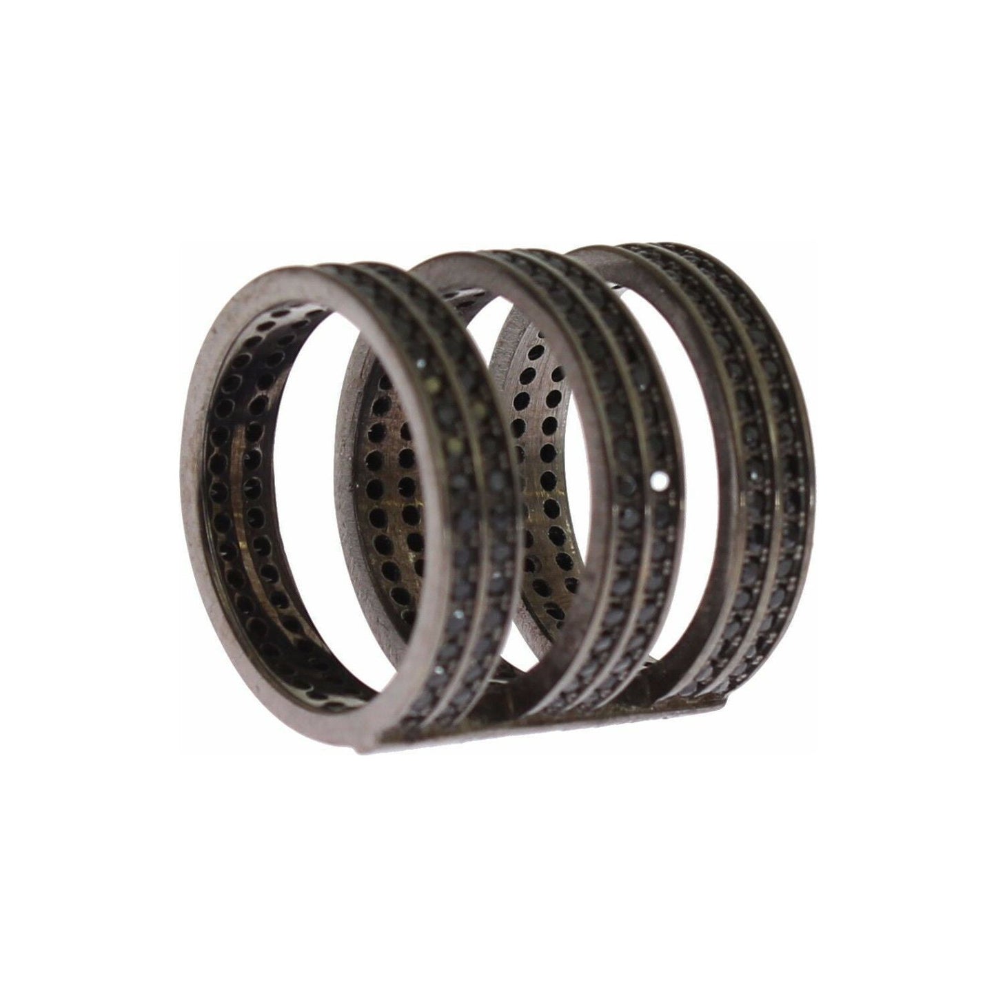 Nialaya Chic Black Crystal Sterling Silver Ring Ring Nialaya Dark Slate Gray