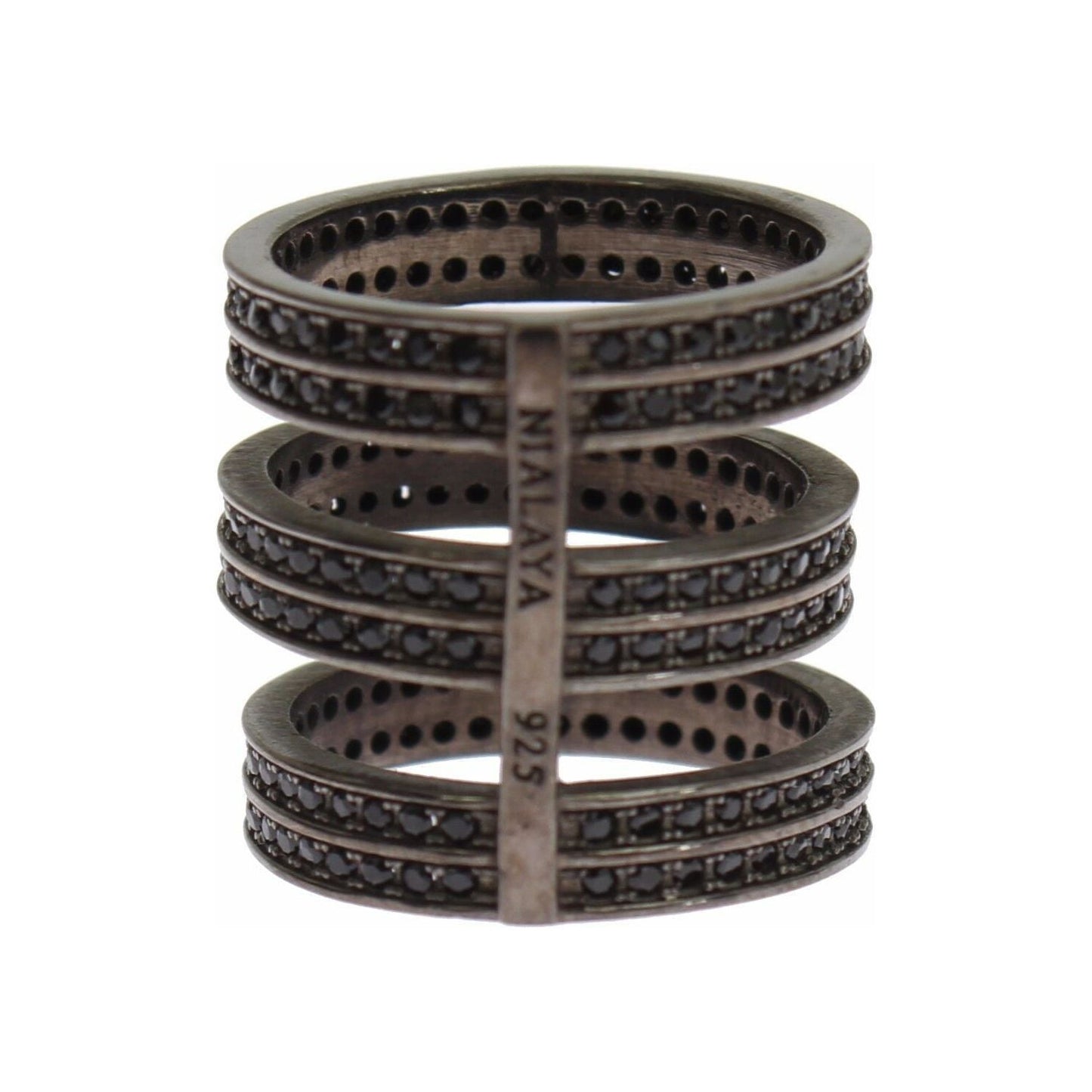 Nialaya Chic Black Crystal Sterling Silver Ring Ring Nialaya Dark Slate Gray