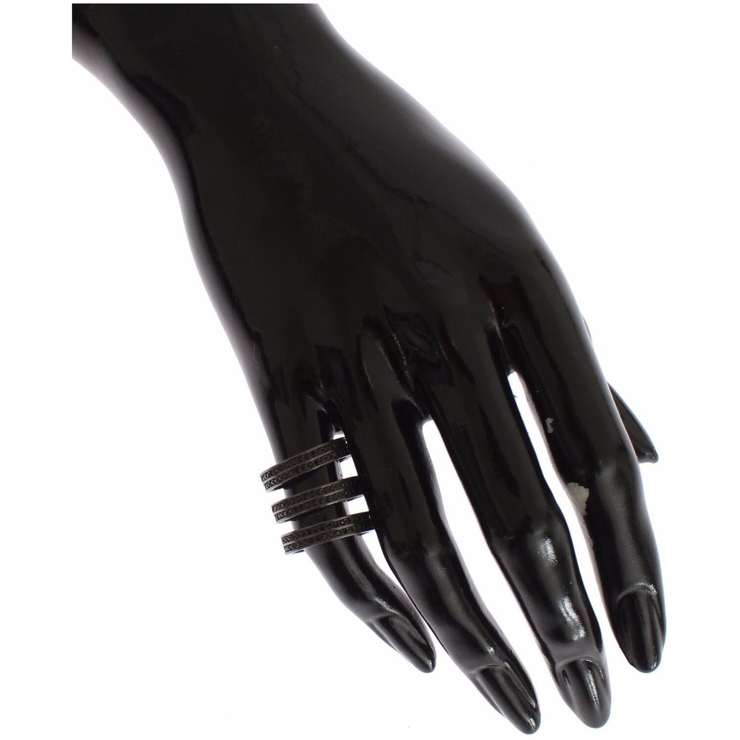 Nialaya Chic Black Crystal Sterling Silver Ring Ring Nialaya Black