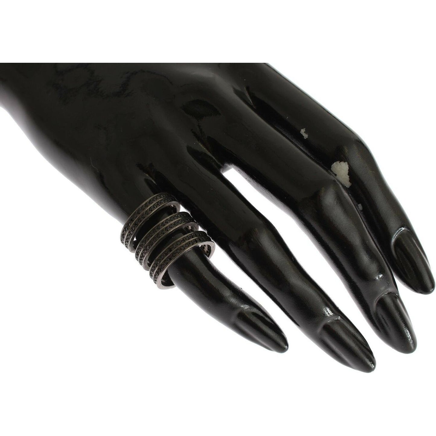 Nialaya Chic Black Crystal Sterling Silver Ring Ring Nialaya Black