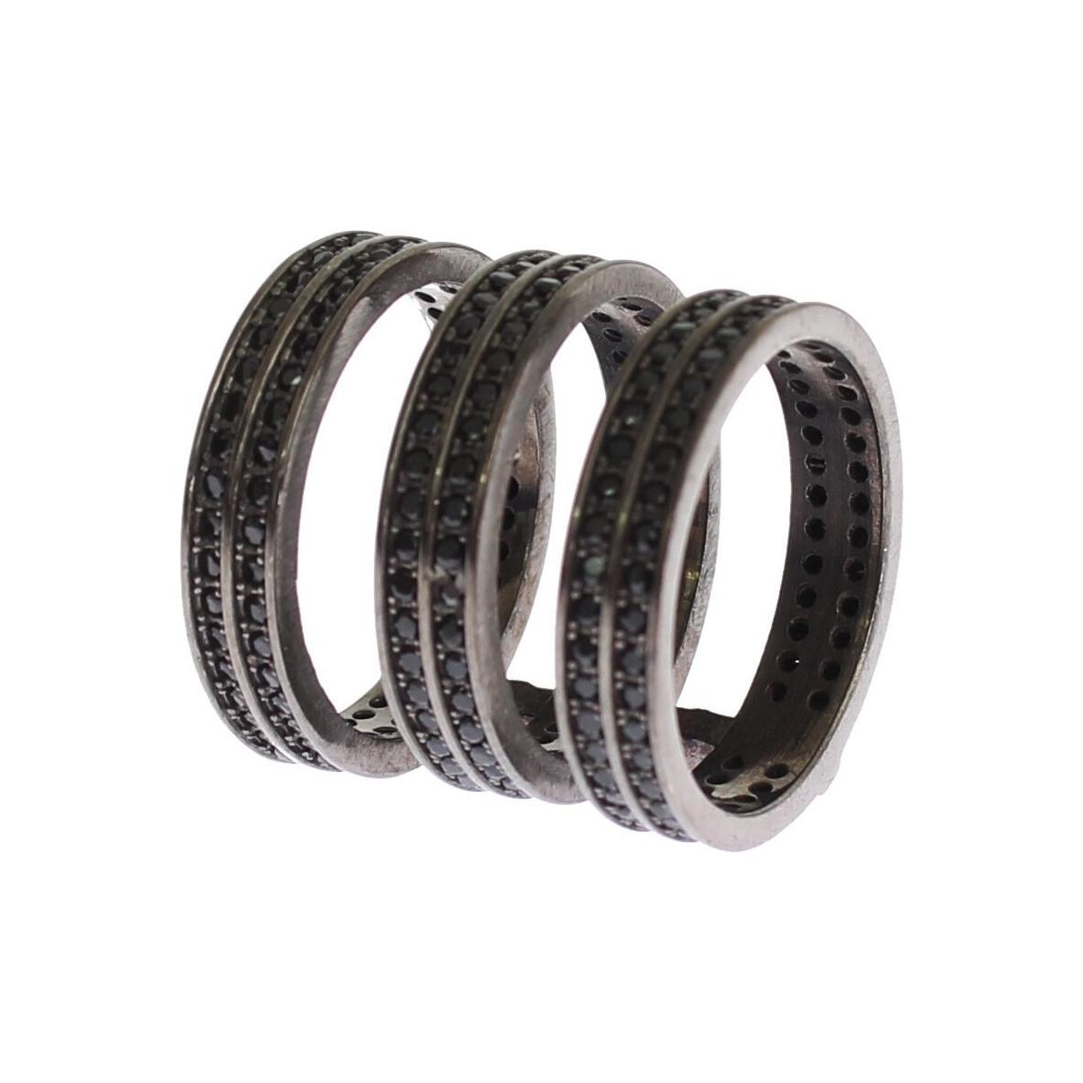 Nialaya Chic Black Crystal Sterling Silver Ring Ring Nialaya Dark Slate Gray