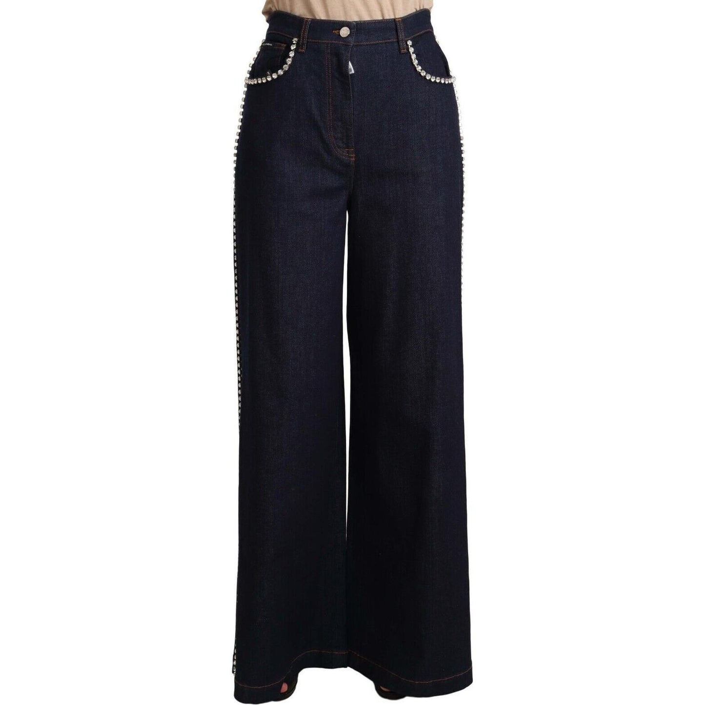 Dolce & Gabbana Elegant Dark Blue Flare Denim Jeans Jeans & Pants Dolce & Gabbana Black