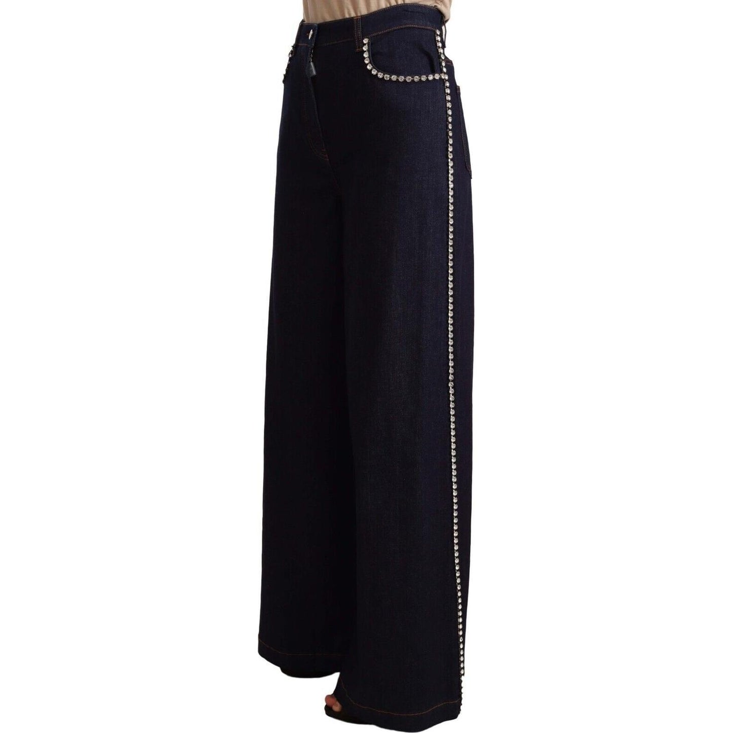 Dolce & Gabbana Elegant Dark Blue Flare Denim Jeans Jeans & Pants Dolce & Gabbana Black