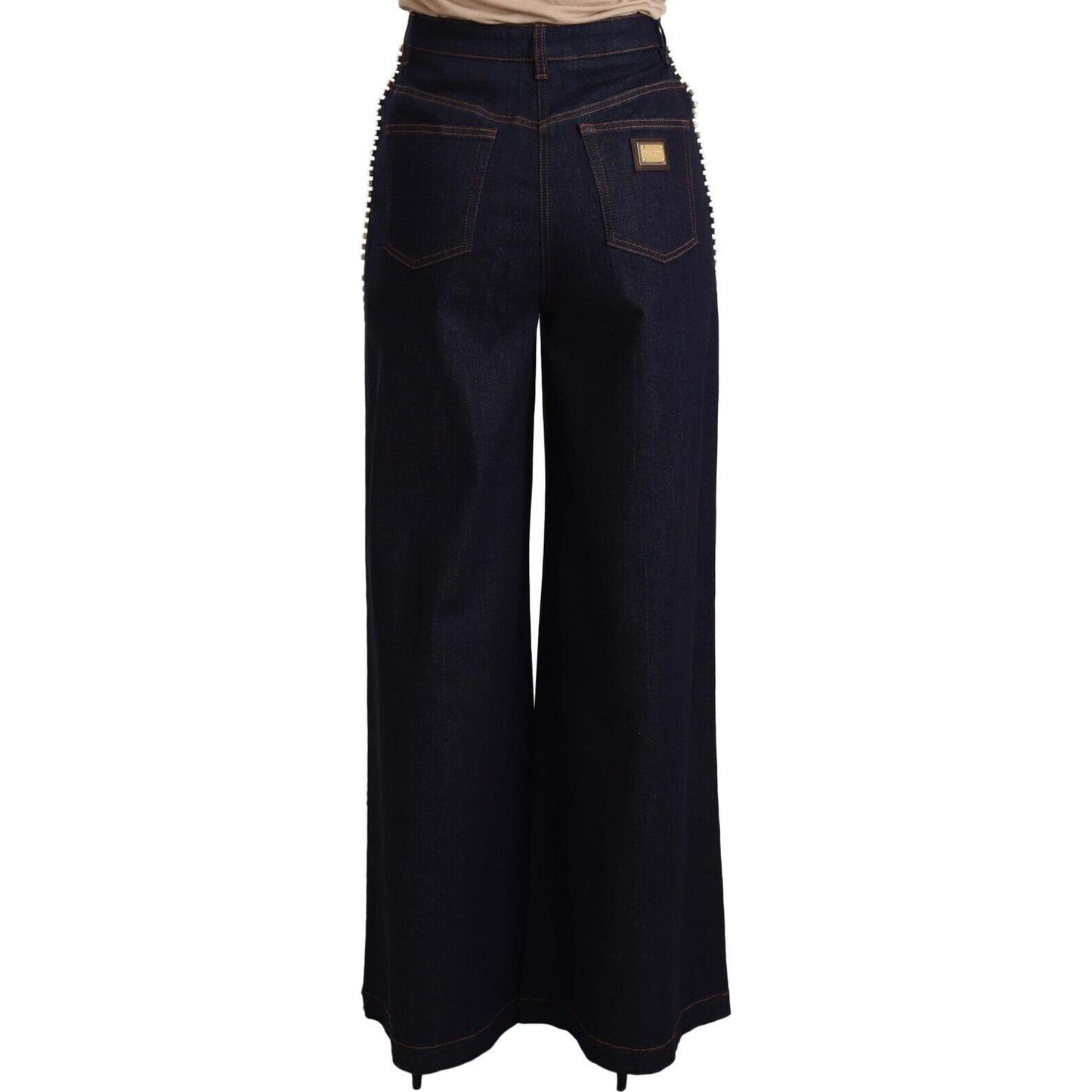 Dolce & Gabbana Elegant Dark Blue Flare Denim Jeans Jeans & Pants Dolce & Gabbana Black