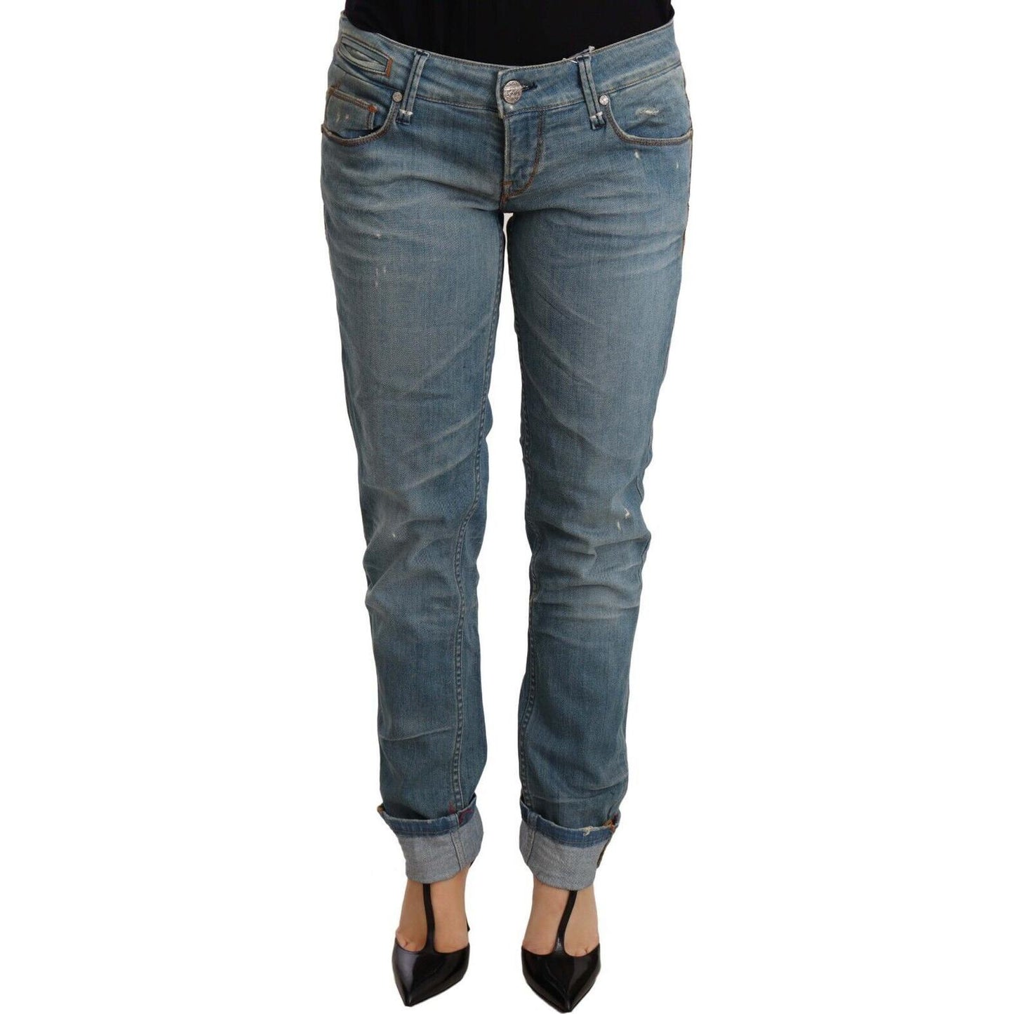 Acht Chic Washed Cotton Denim with Folded Hem Jeans & Pants Acht Dim Gray