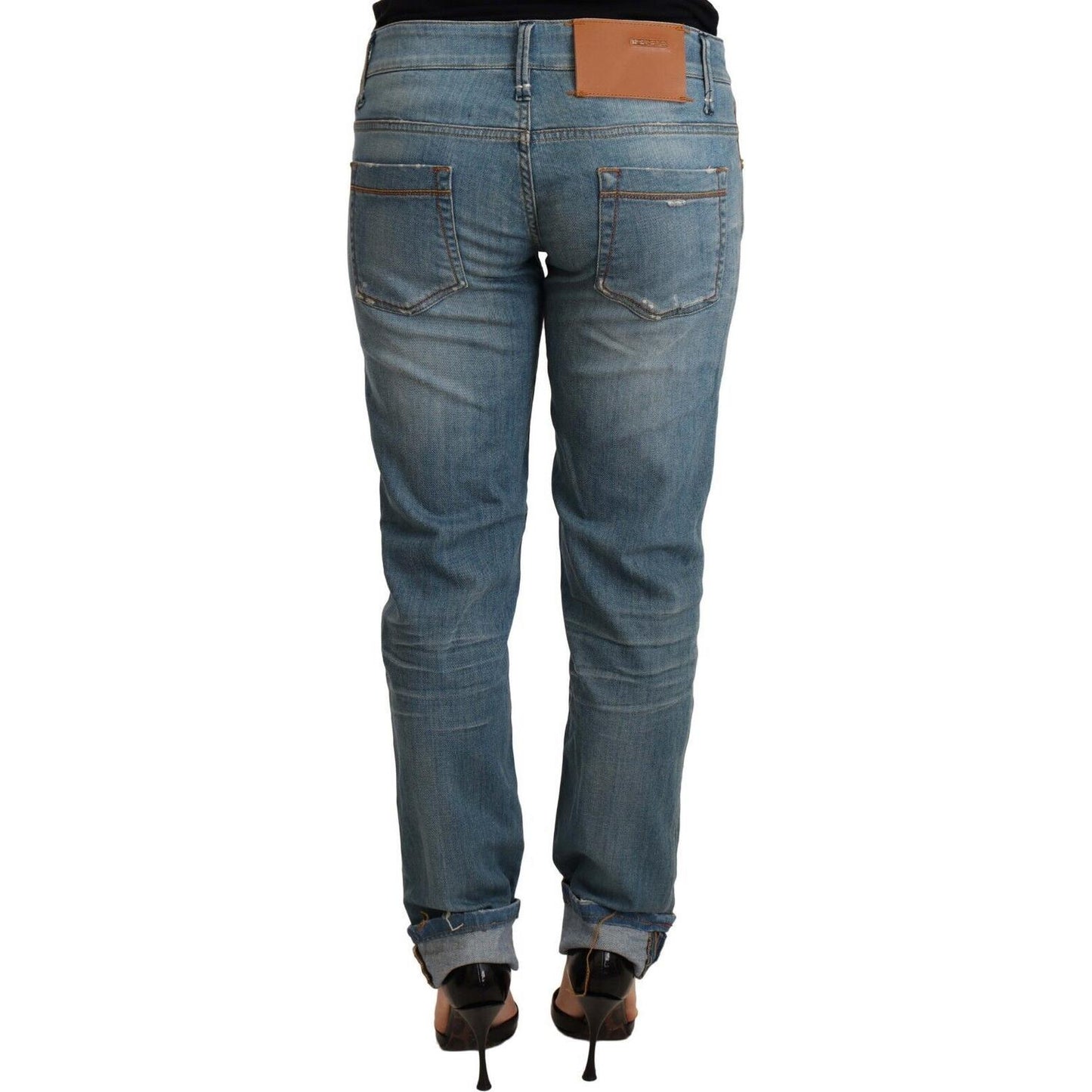 Acht Chic Washed Cotton Denim with Folded Hem Jeans & Pants Acht Dark Slate Gray