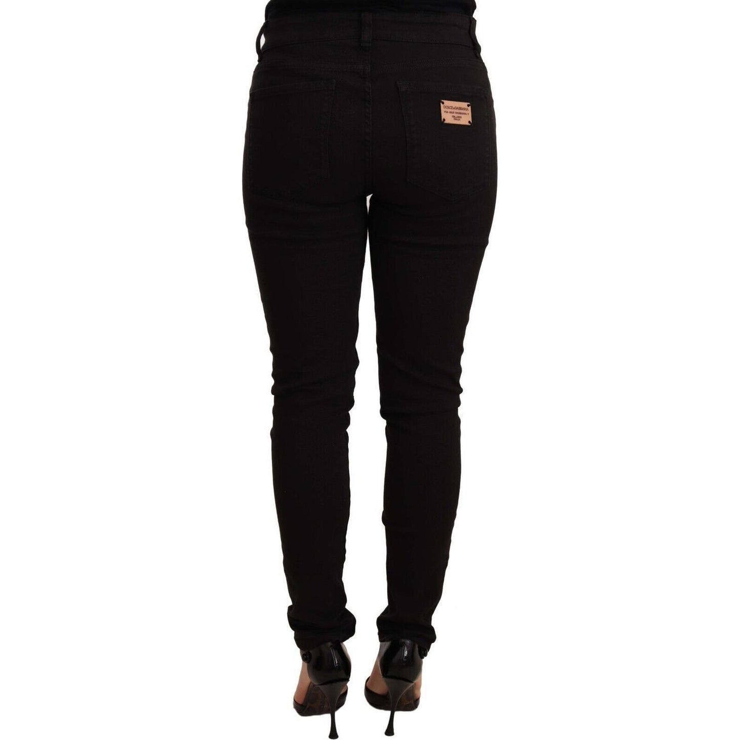 Dolce & Gabbana Chic Black Mid-Waist Skinny Denim Jeans Dolce & Gabbana Black