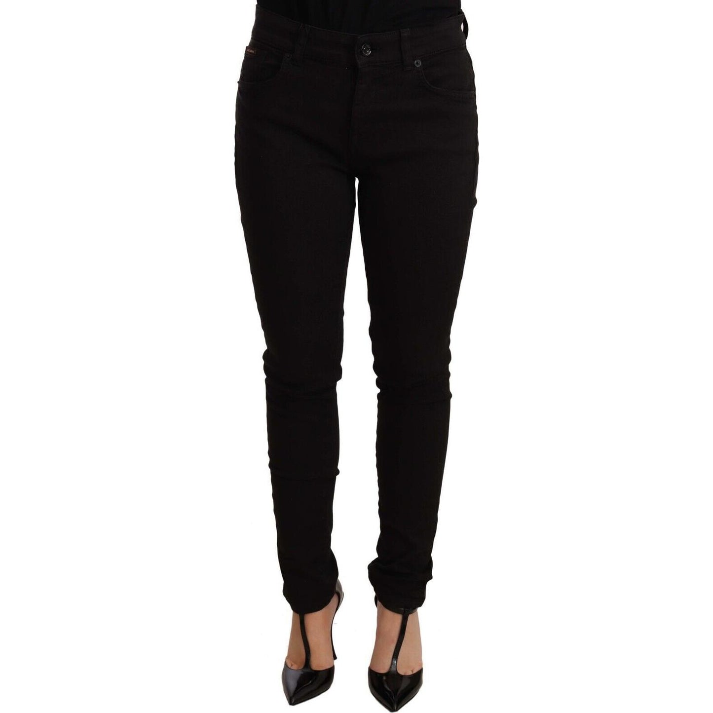 Dolce & Gabbana Chic Black Mid-Waist Skinny Denim Jeans Dolce & Gabbana Black