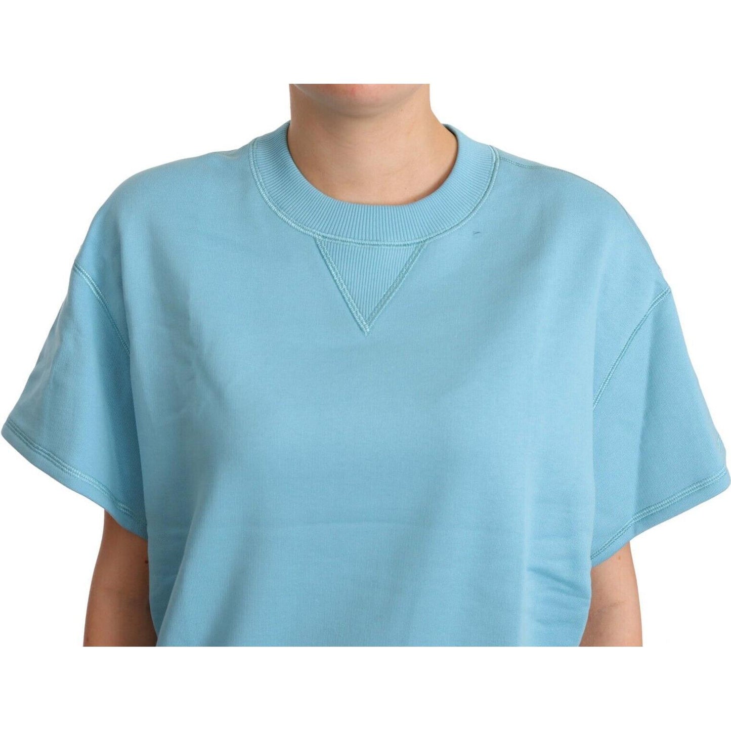 Dolce & Gabbana Elegant Blue Crew Neck Cotton Top WOMAN TOPS AND SHIRTS Dolce & Gabbana Sky Blue