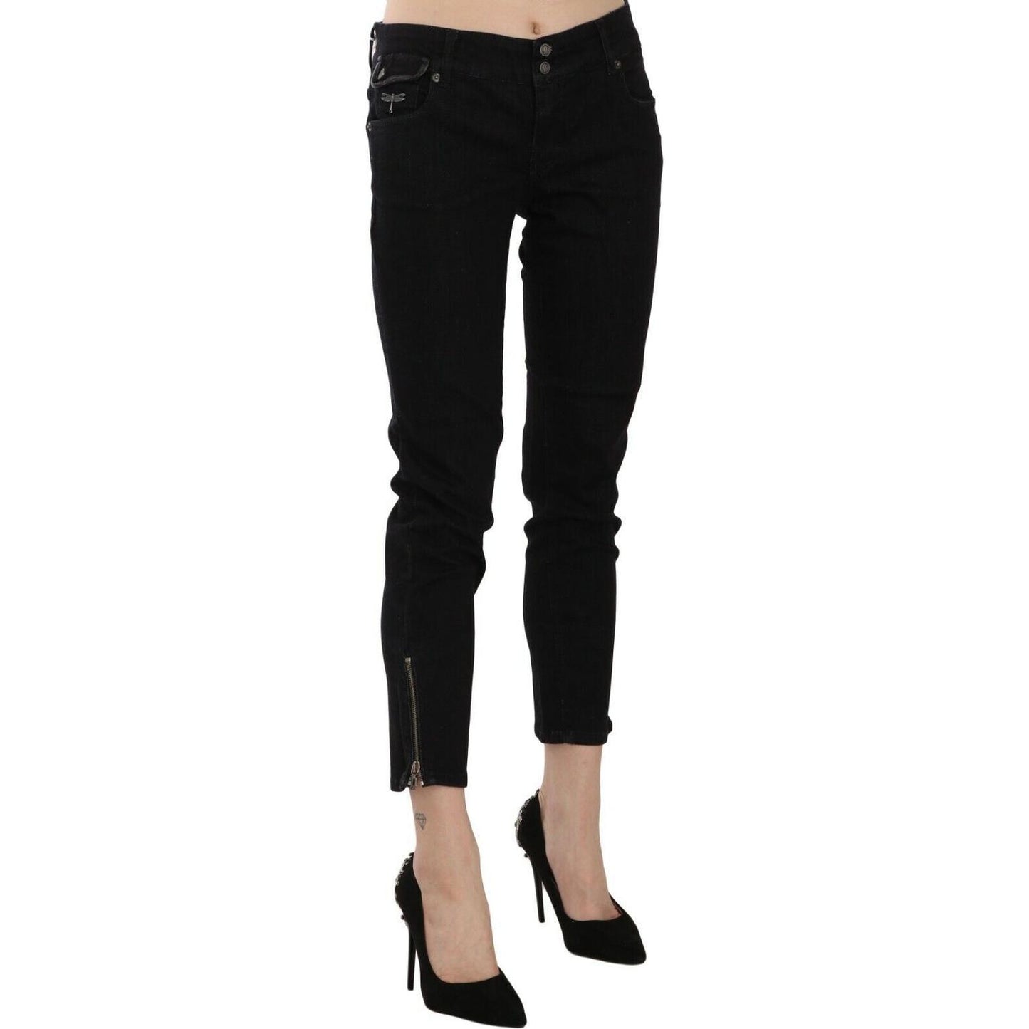 John Galliano Chic Black Mid Waist Slim Cropped Jeans Jeans & Pants John Galliano Tan
