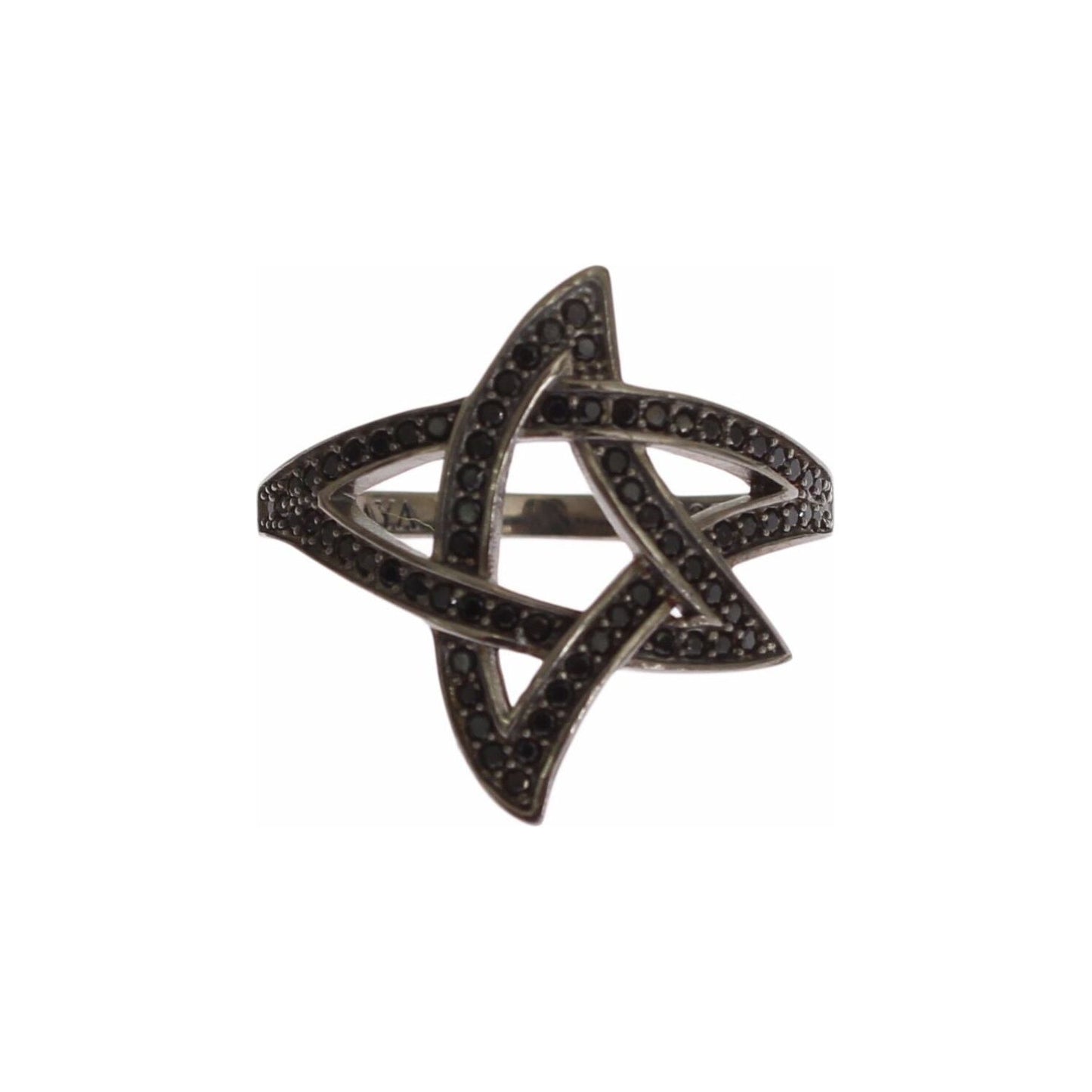 Nialaya Chic Black Rhodium Silver CZ Crystal Ring Ring Nialaya Dark Slate Gray