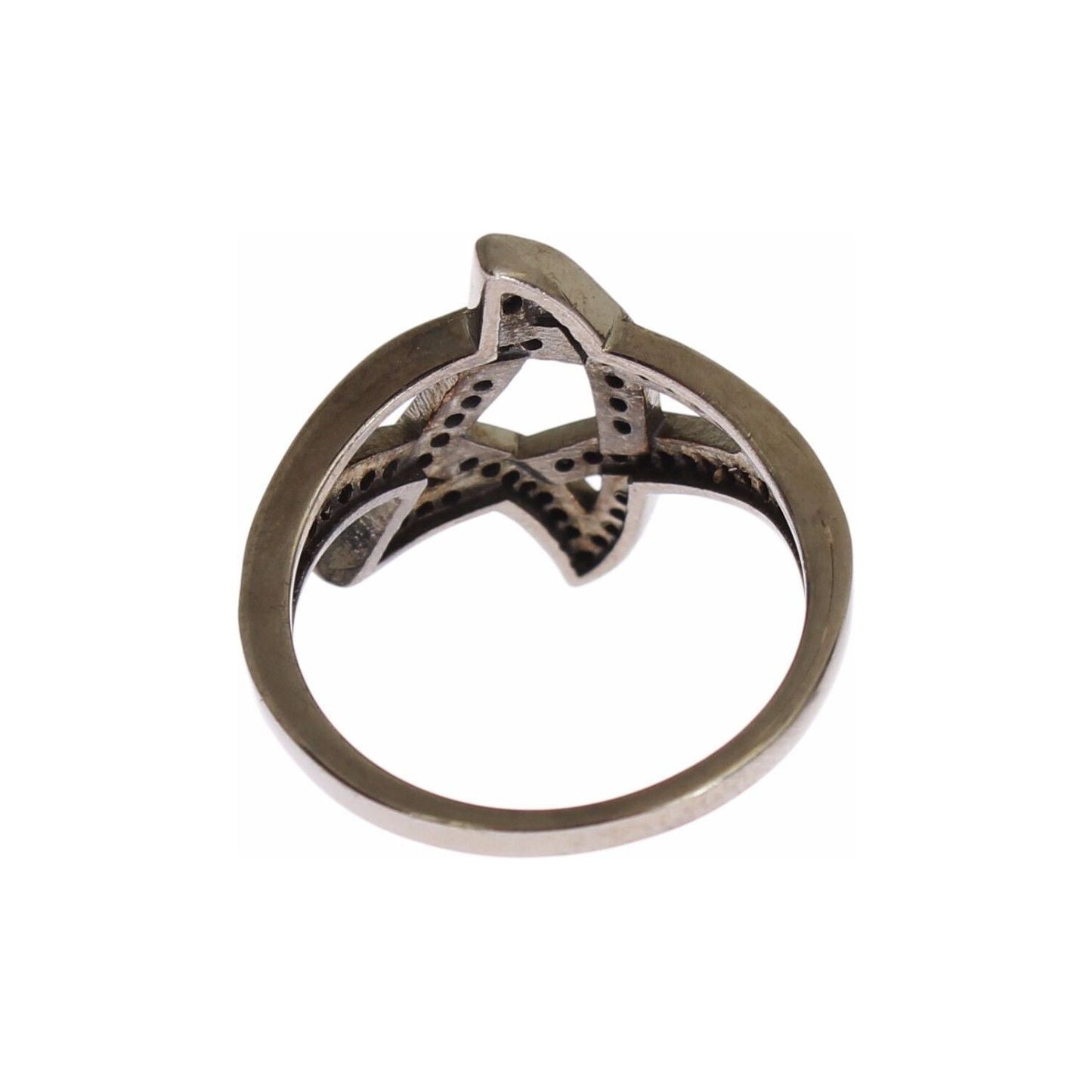 Nialaya Chic Black Rhodium Silver CZ Crystal Ring Ring Nialaya Dark Olive Green