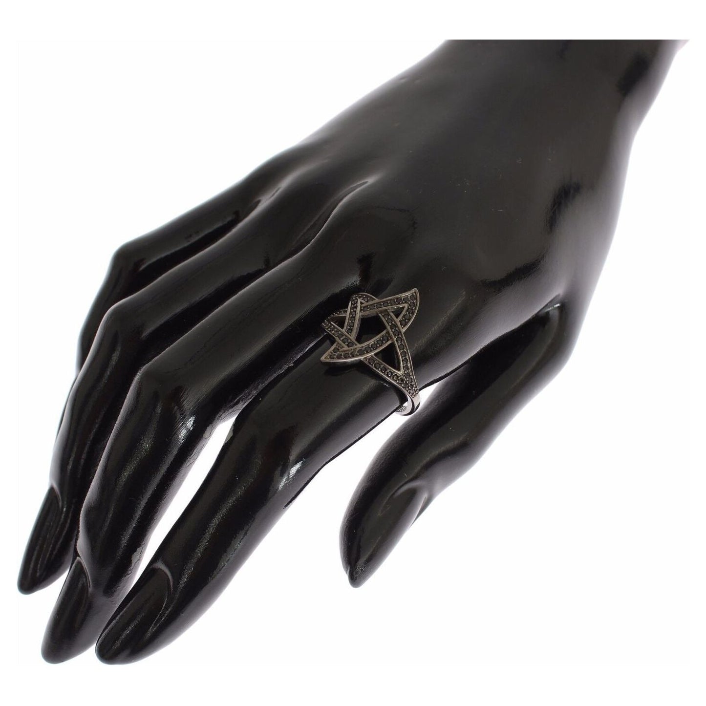 Nialaya Chic Black Rhodium Silver CZ Crystal Ring Ring Nialaya Dark Slate Gray