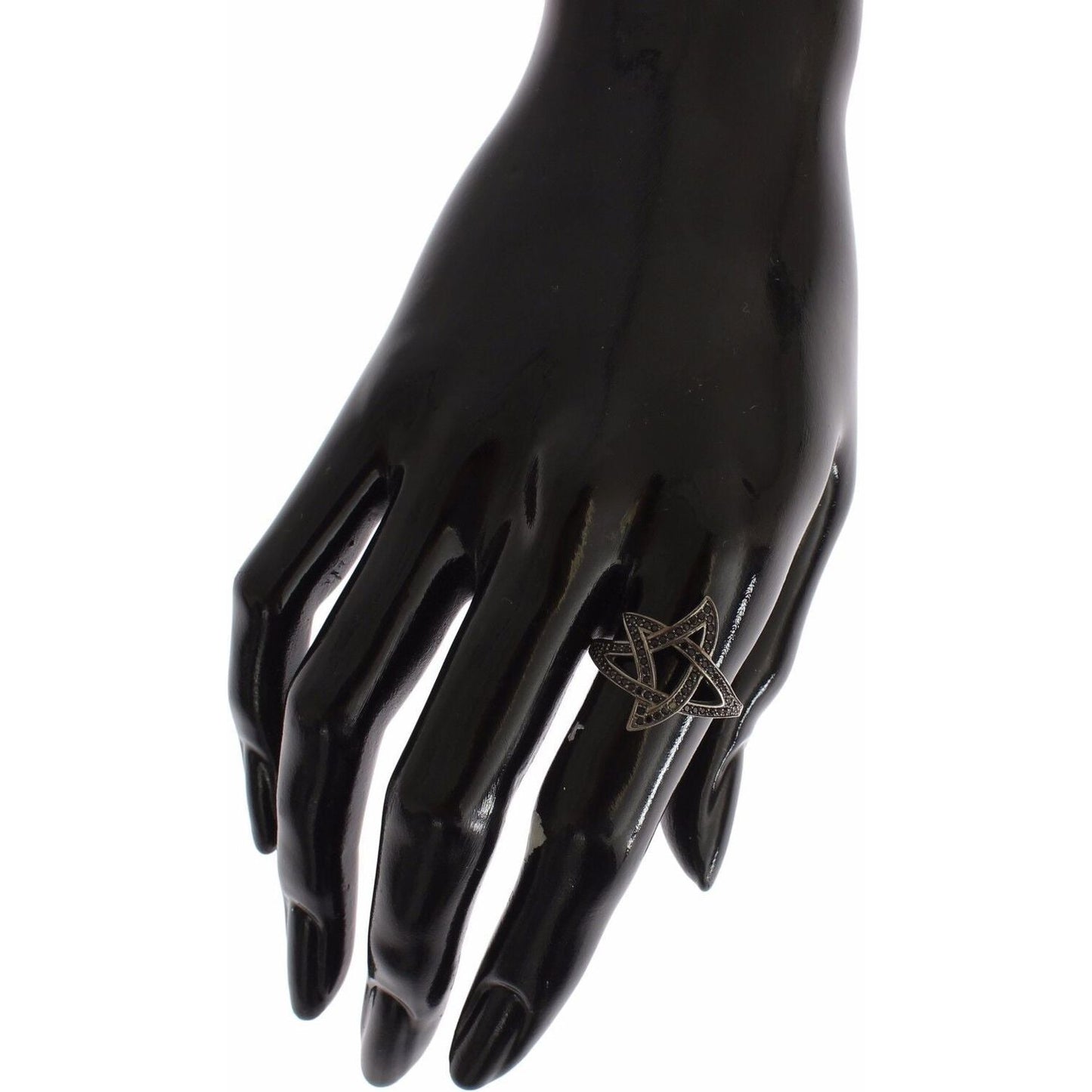 Nialaya Chic Black Rhodium Silver CZ Crystal Ring Ring Nialaya Black