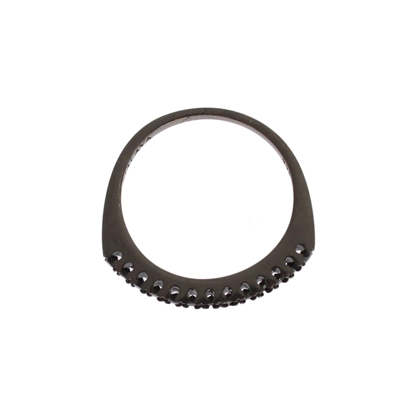 Nialaya Elegant Black Crystal Sterling Silver Ring Ring Nialaya Dark Slate Gray