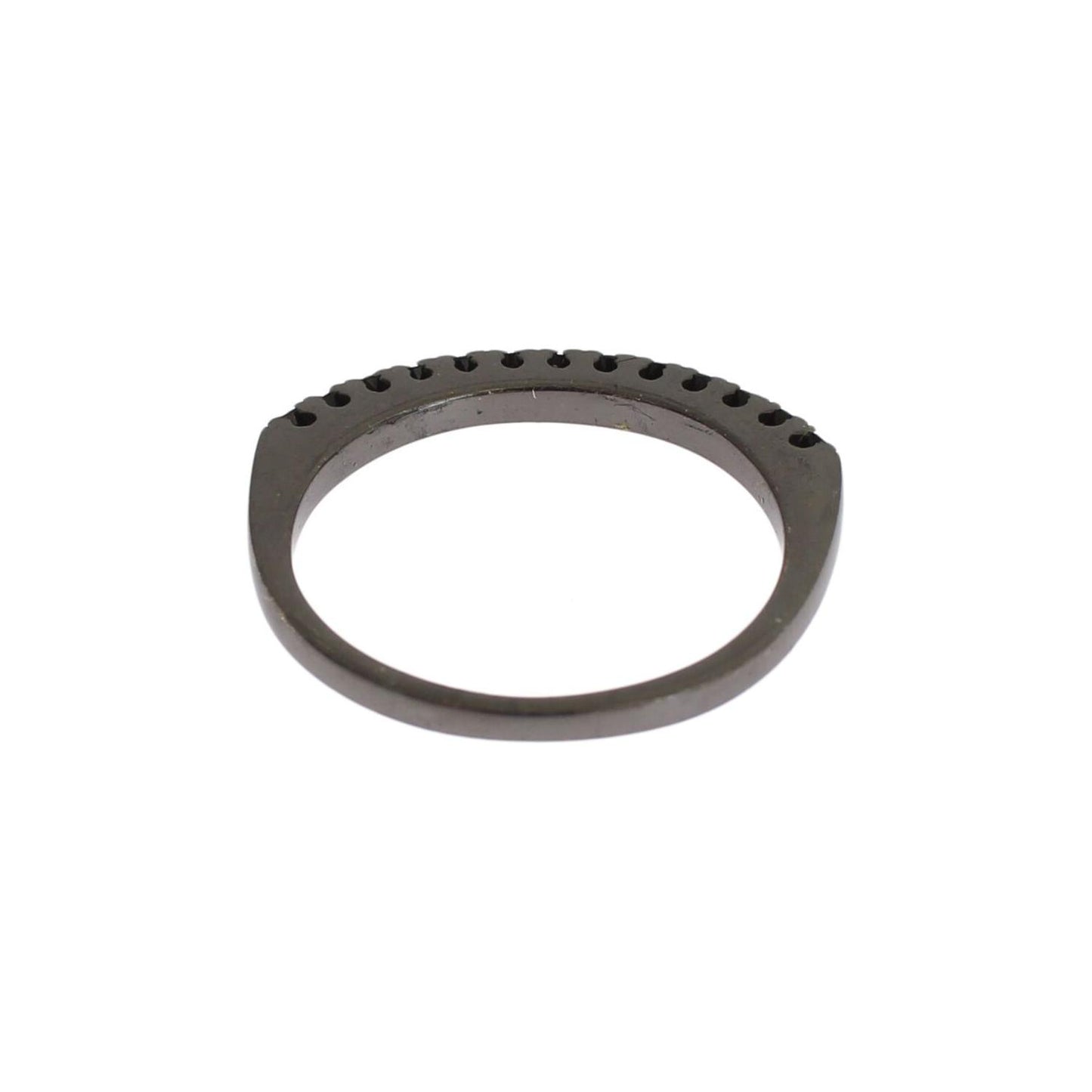 Nialaya Elegant Black Crystal Sterling Silver Ring Ring Nialaya Dim Gray