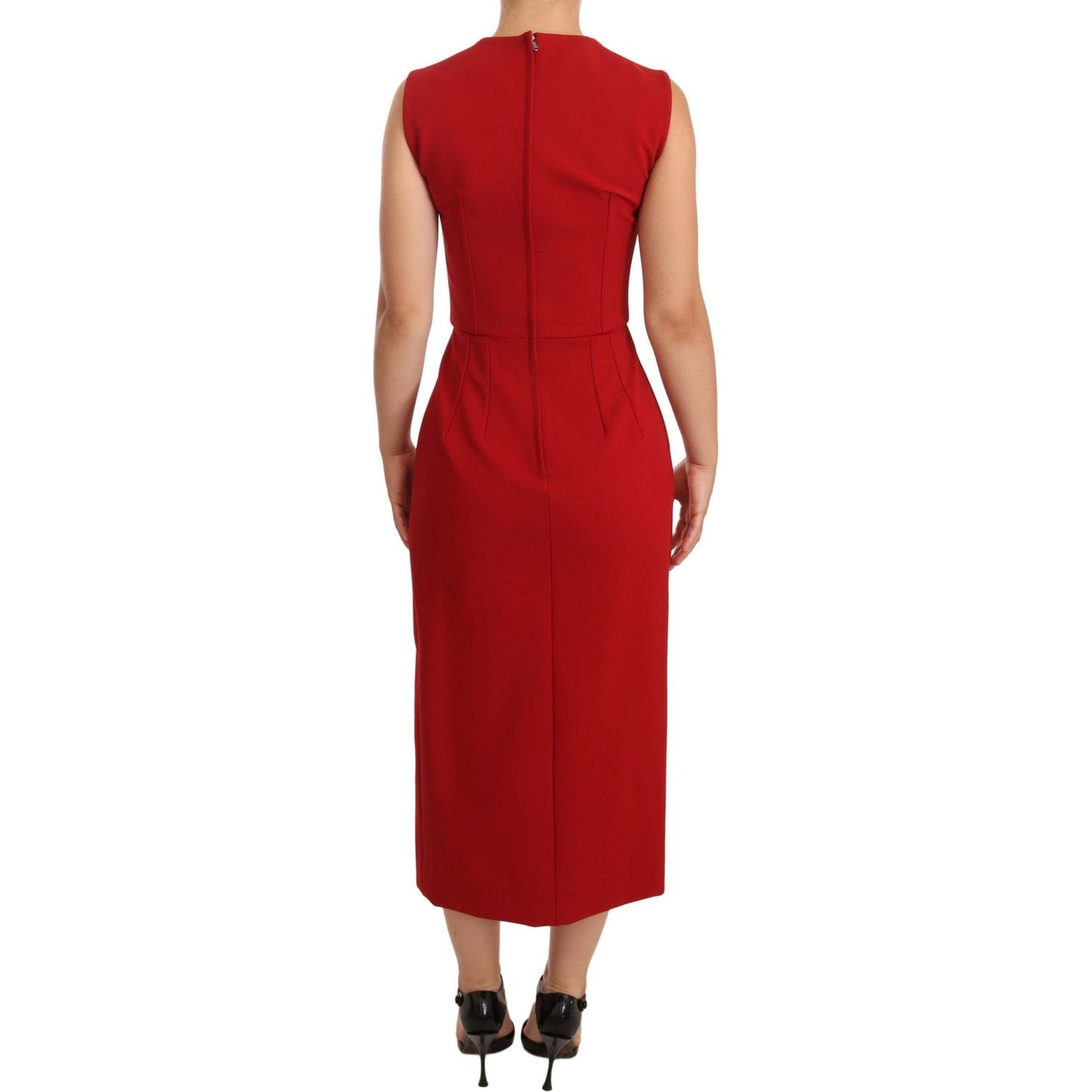Dolce & Gabbana Elegant Sweetheart Midi Dress in Red WOMAN DRESSES Dolce & Gabbana Brown