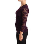 Dolce & Gabbana Purple Lace Long Sleeve Top Blouse TSH1042-38