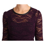 Dolce & Gabbana Purple Lace Long Sleeve Top Blouse TSH1042-38