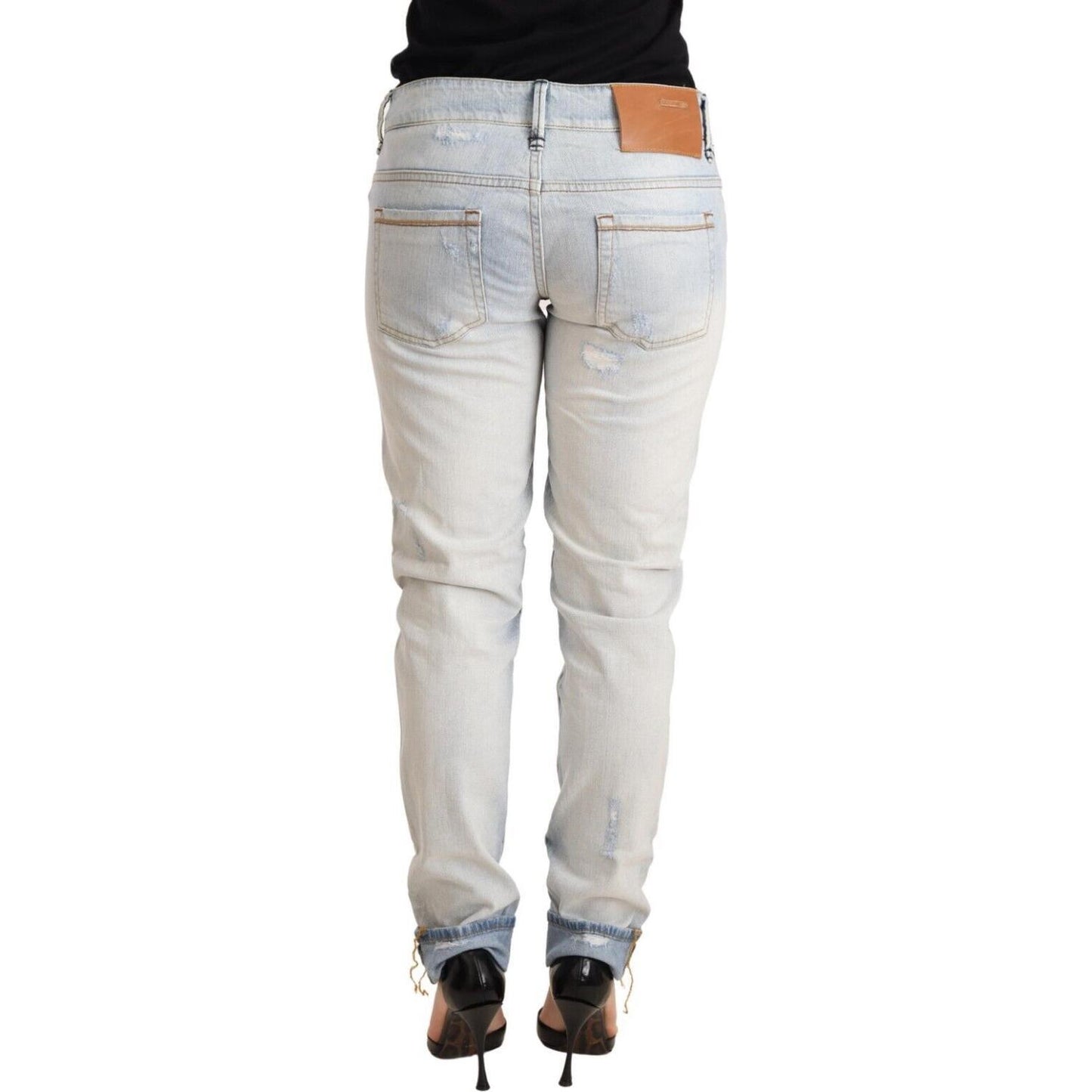 Acht Chic Light-Blue Folded Hem Denim Jeans Jeans & Pants Acht Gray