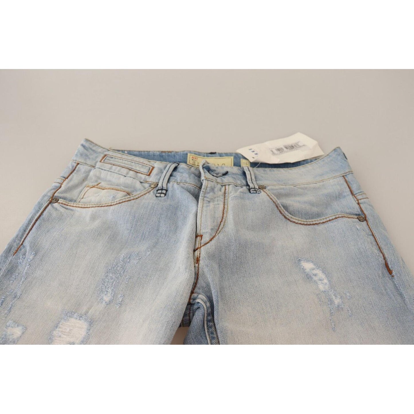 Acht Chic Light-Blue Folded Hem Denim Jeans Jeans & Pants Acht Gray