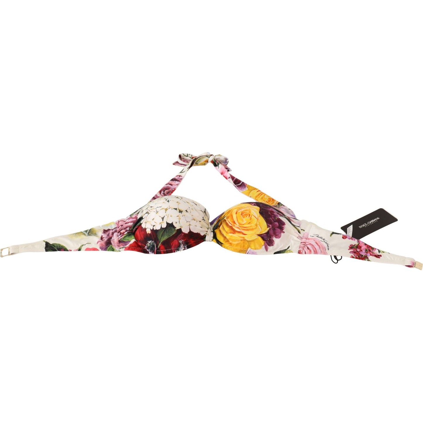 Dolce & Gabbana Chic Floral Print Bikini Top - Summer Essential WOMAN SWIMWEAR Dolce & Gabbana Light Gray