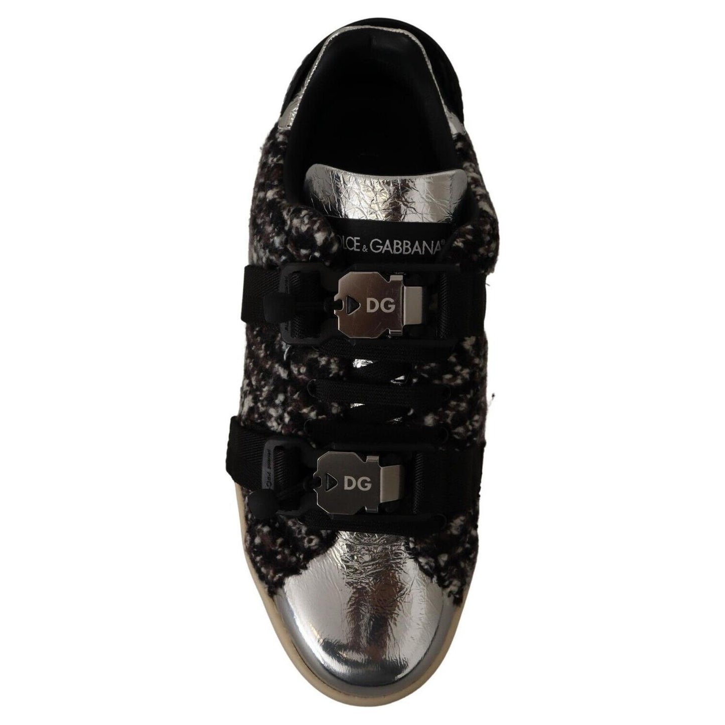 Dolce & Gabbana Silver Elegance Leather Sneakers Dolce & Gabbana Black